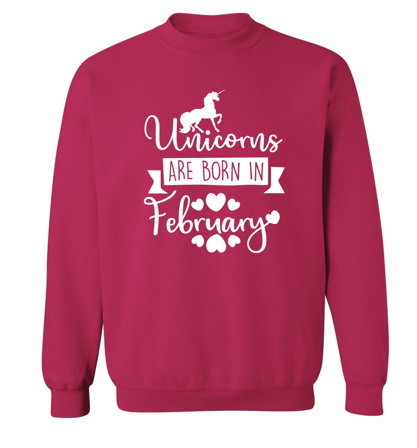 Unicorns are born in February Adult's unisex pink Sweater 2XL