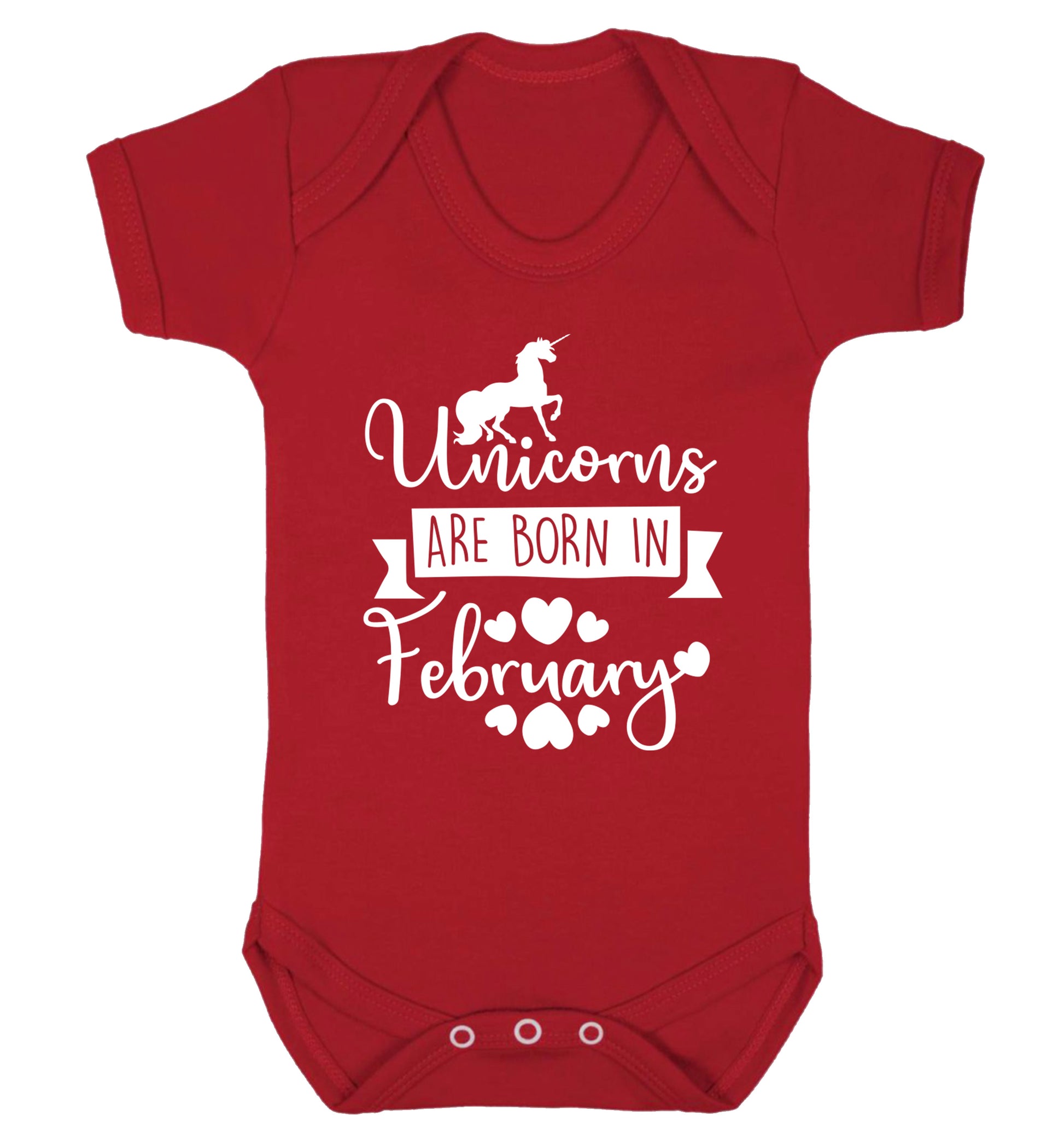 Unicorns are born in February Baby Vest red 18-24 months