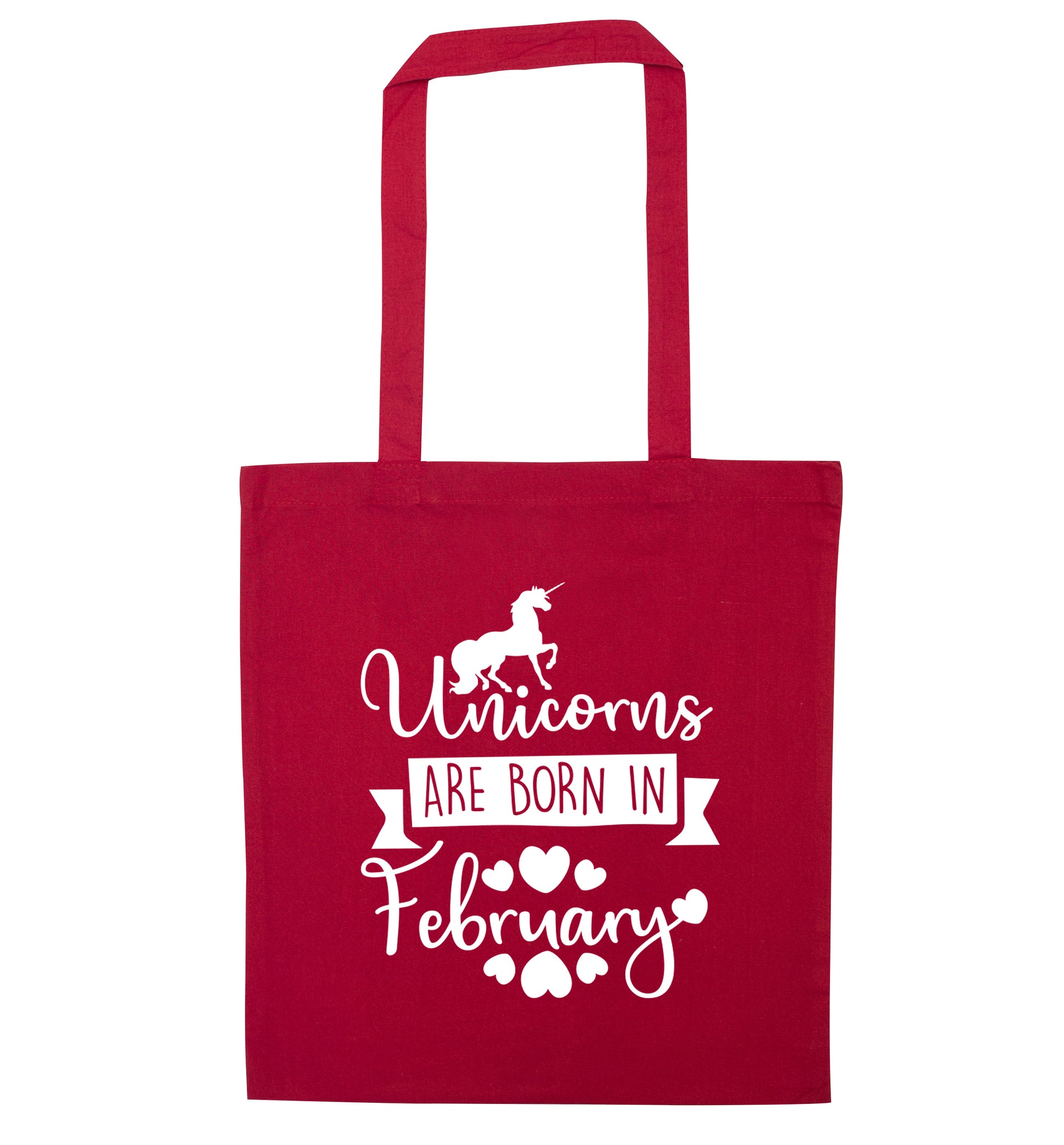 Unicorns are born in February red tote bag