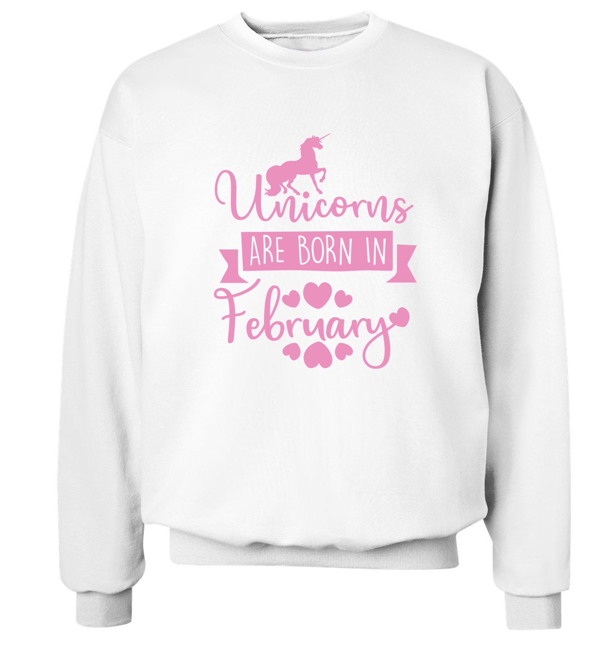 Unicorns are born in February Adult's unisex white Sweater 2XL