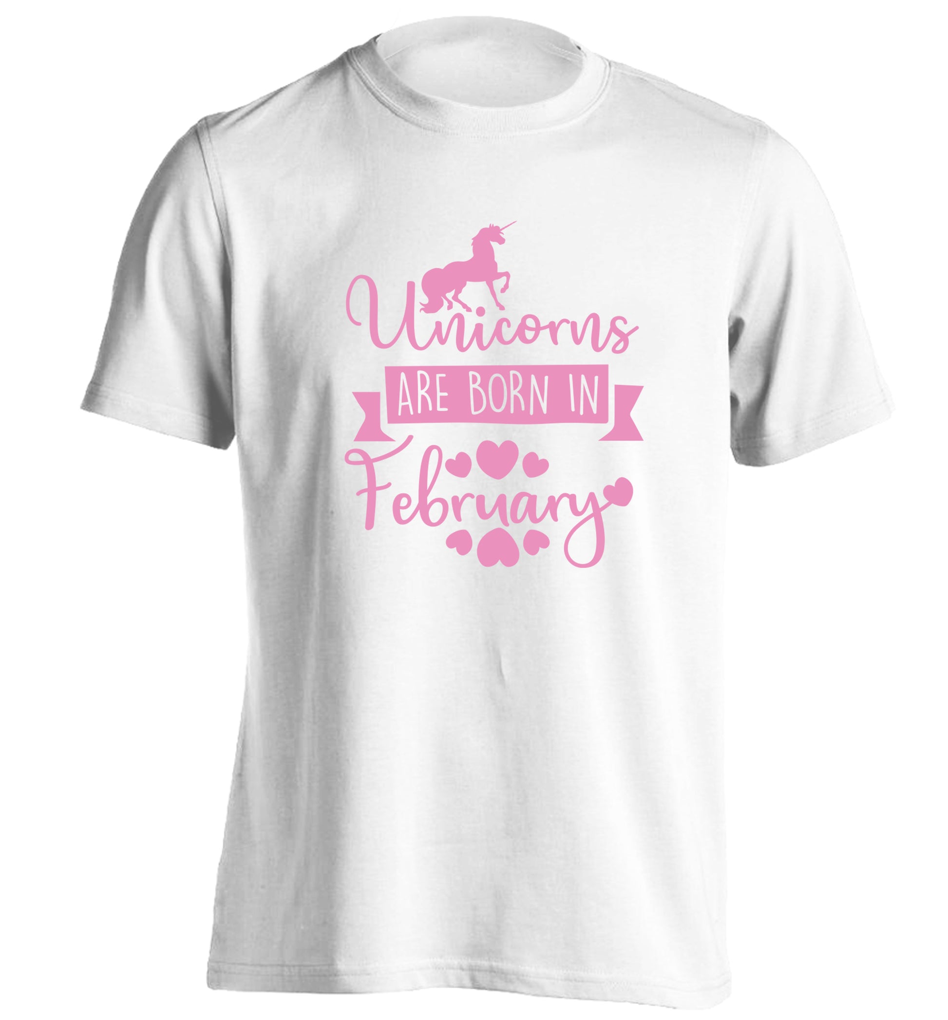Unicorns are born in February adults unisex white Tshirt 2XL