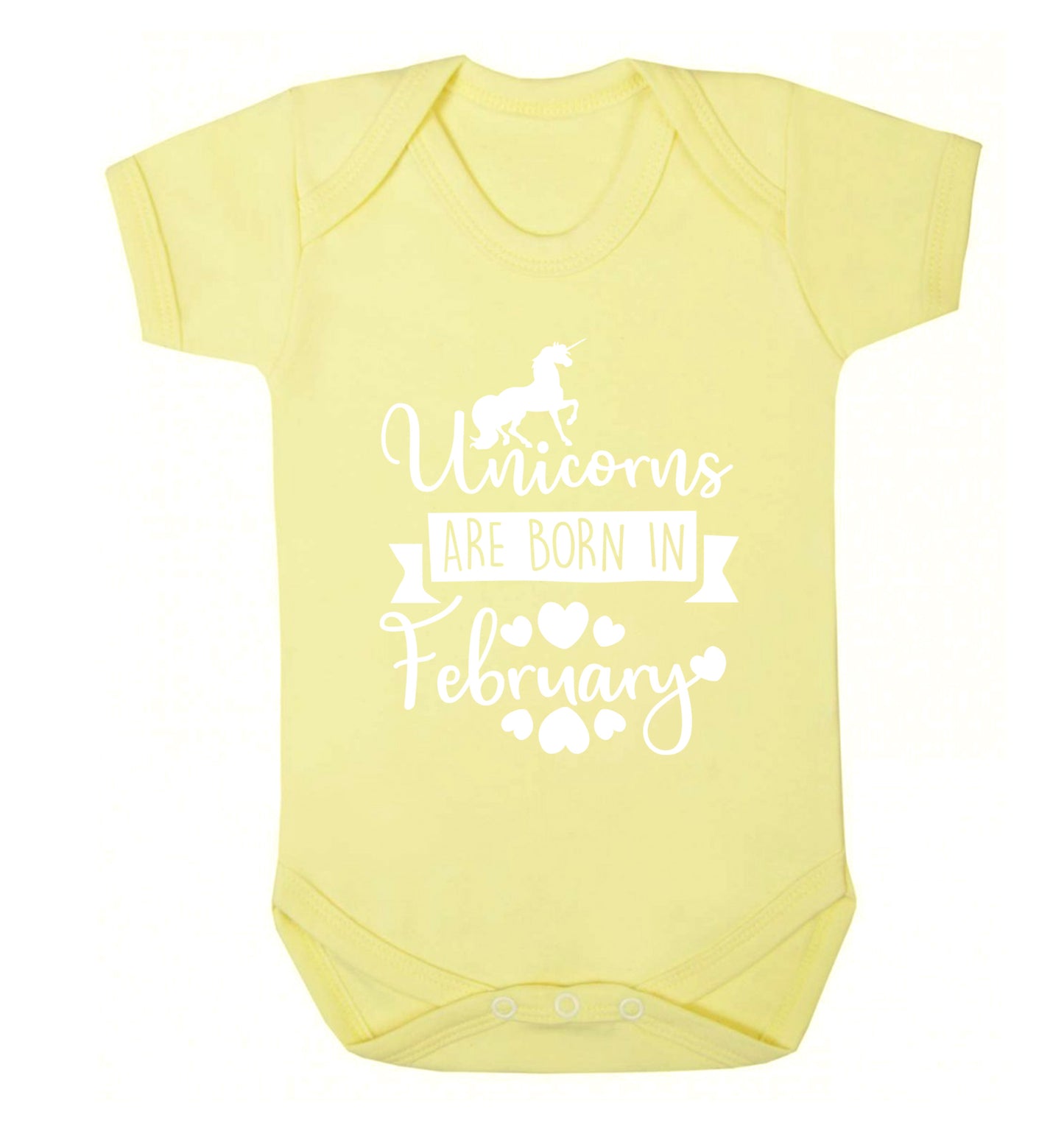 Unicorns are born in February Baby Vest pale yellow 18-24 months