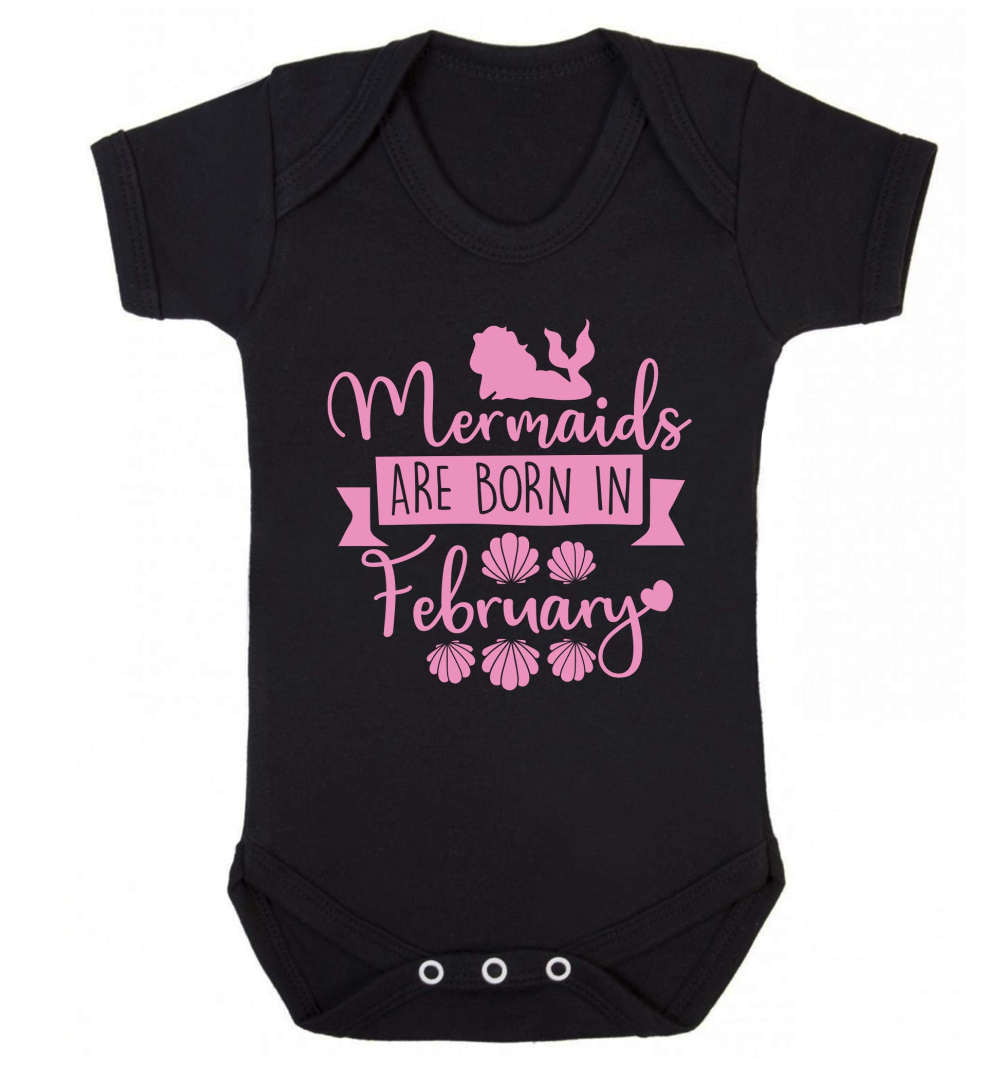 Mermaids are born in February Baby Vest black 18-24 months