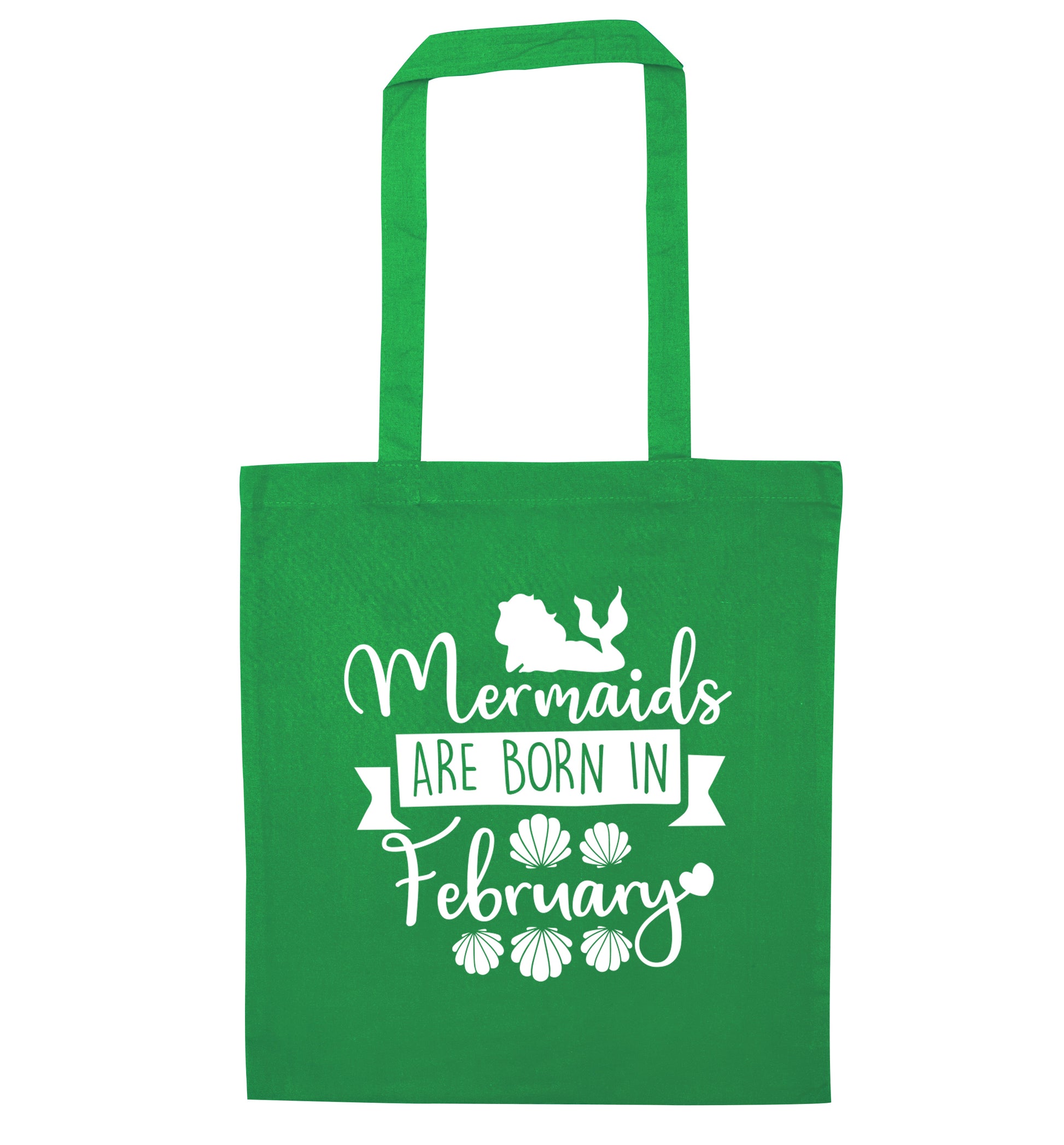 Mermaids are born in February green tote bag