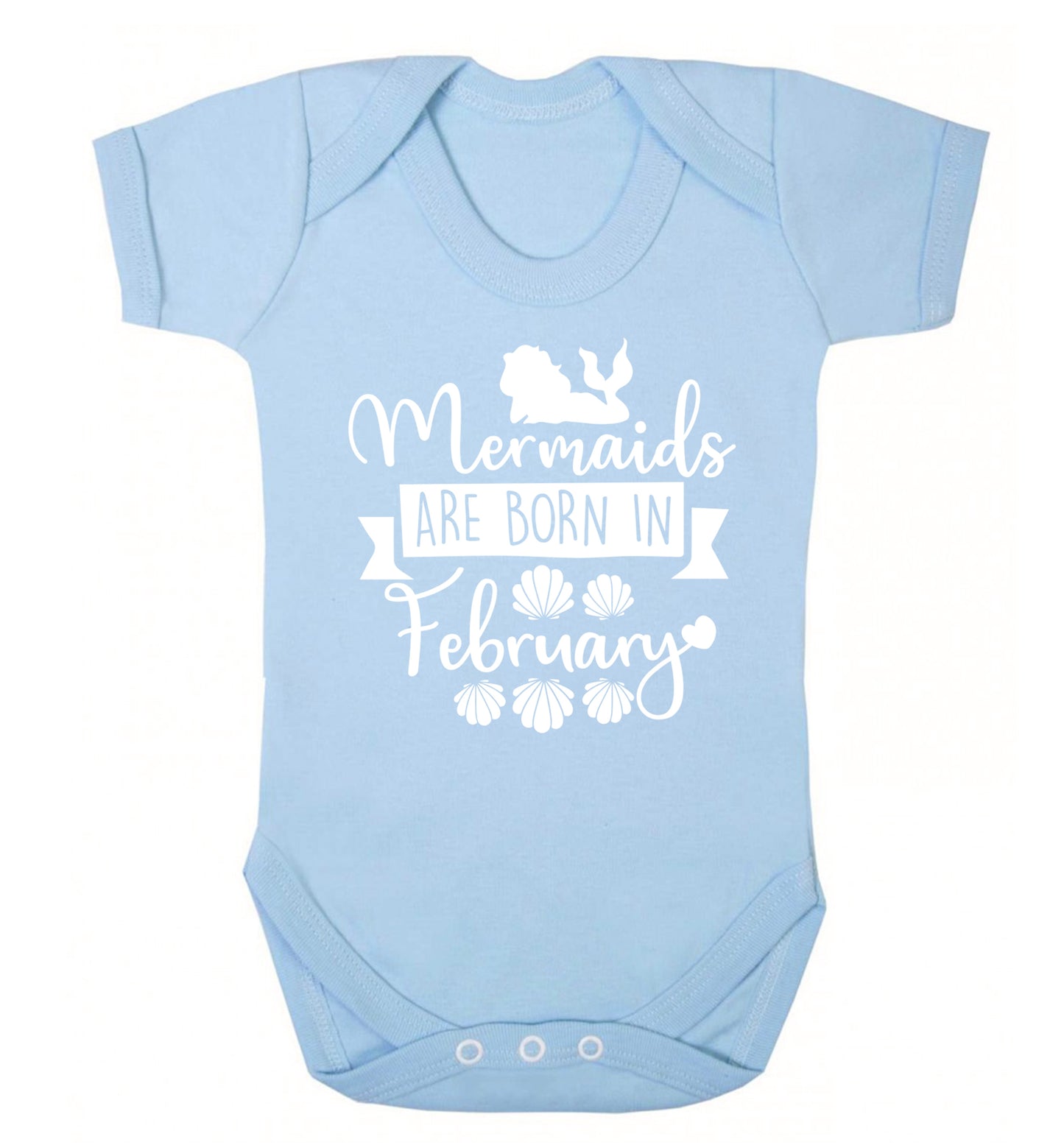 Mermaids are born in February Baby Vest pale blue 18-24 months