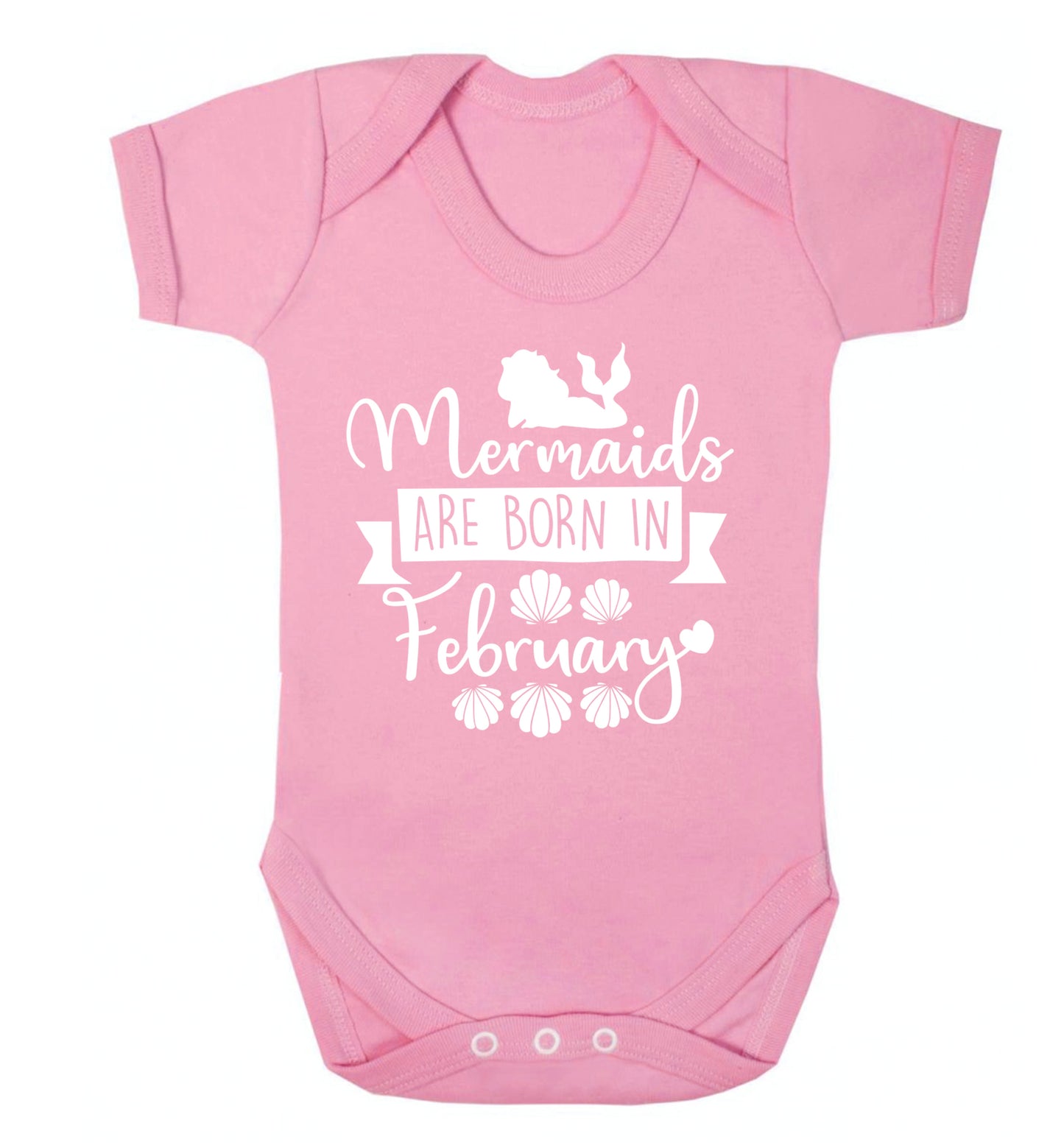 Mermaids are born in February Baby Vest pale pink 18-24 months