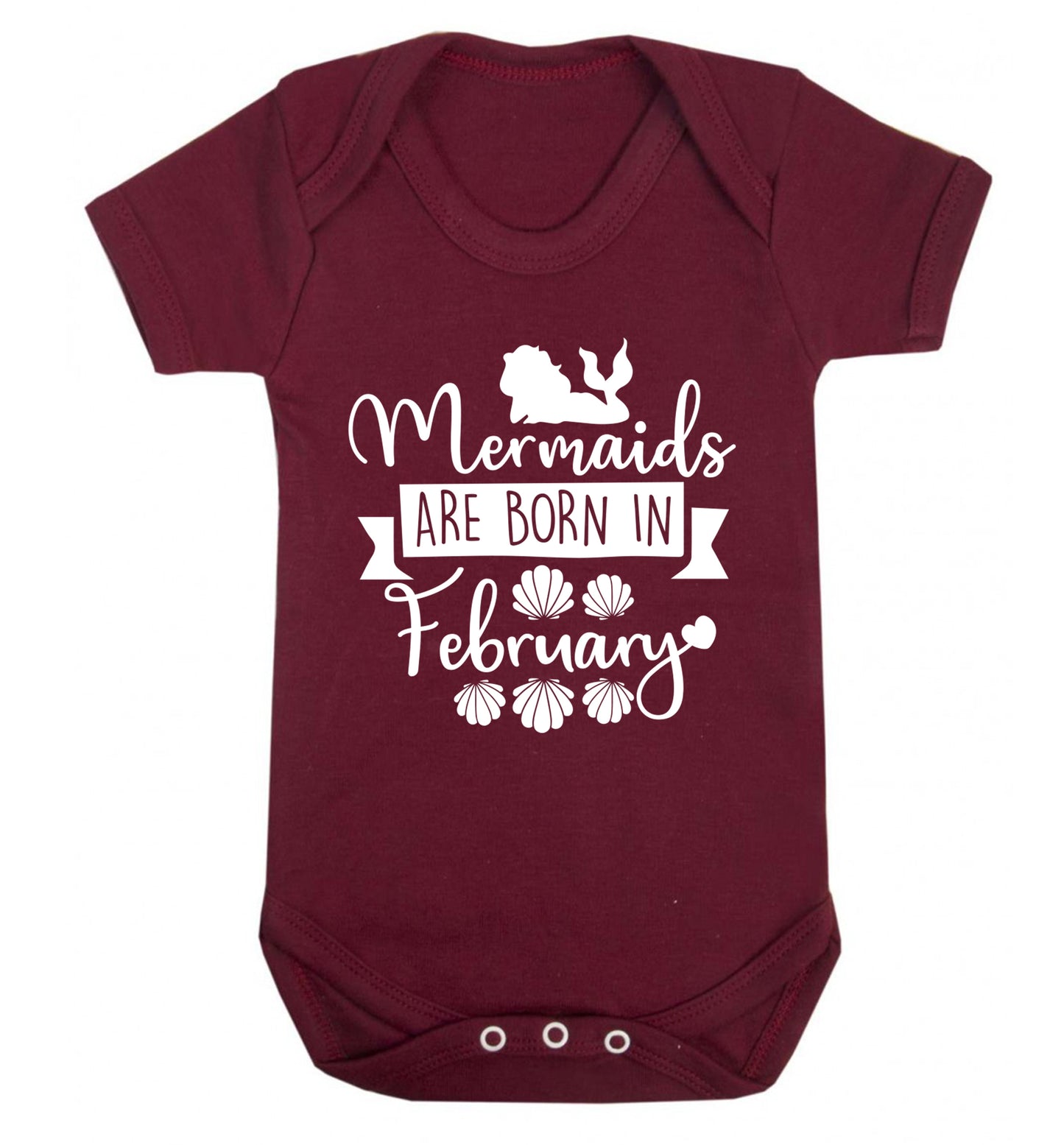 Mermaids are born in February Baby Vest maroon 18-24 months