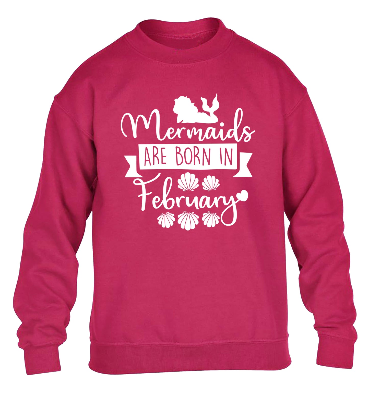 Mermaids are born in February children's pink sweater 12-13 Years