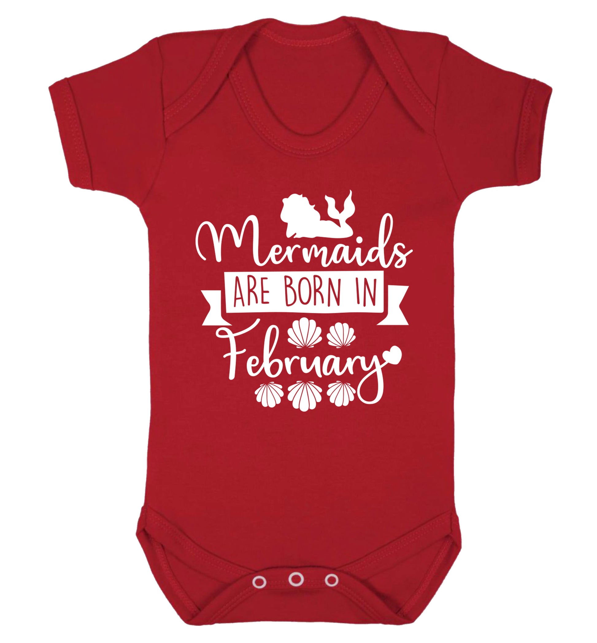 Mermaids are born in February Baby Vest red 18-24 months