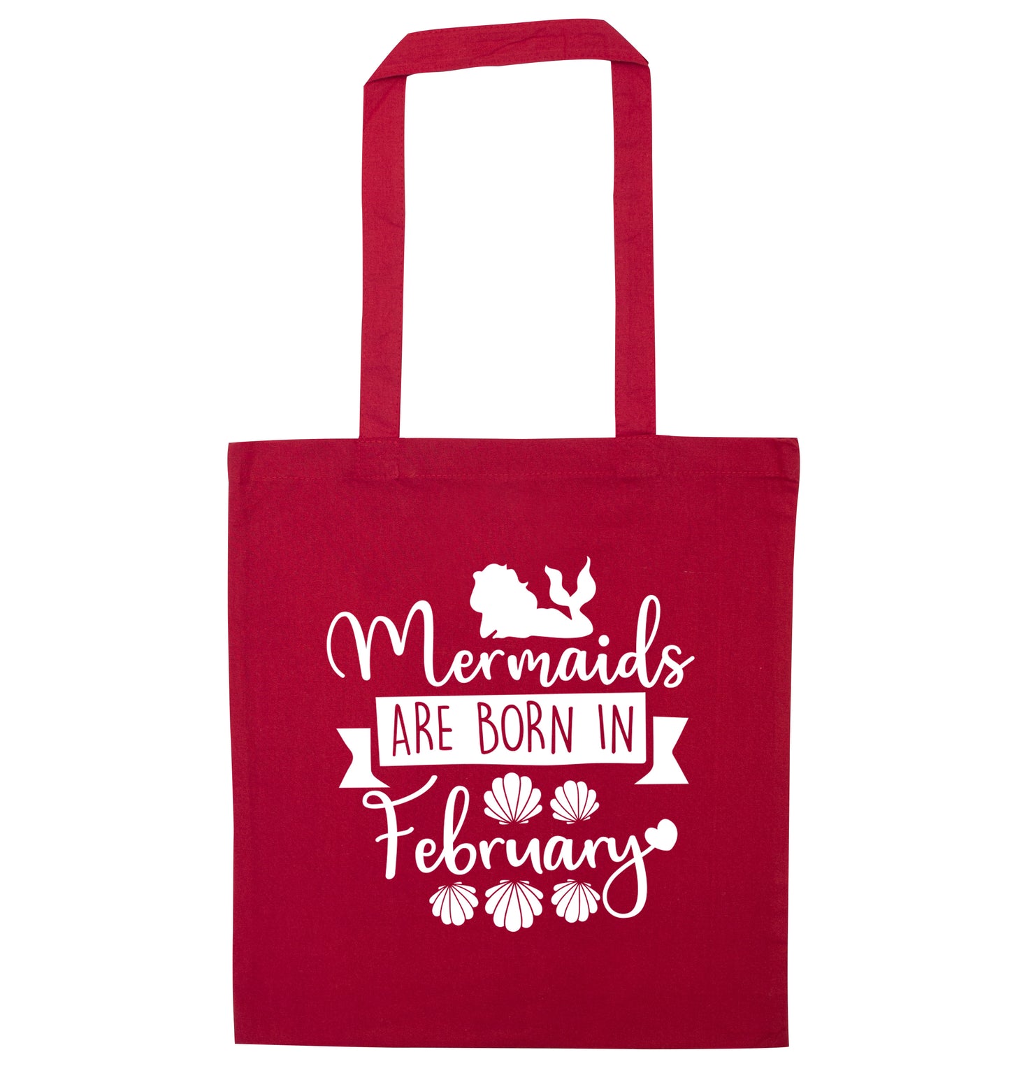 Mermaids are born in February red tote bag