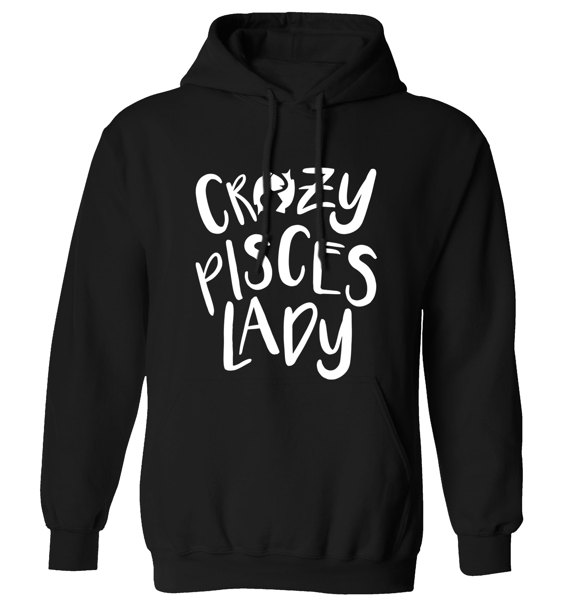 Crazy pisces Lady adults unisex black hoodie 2XL