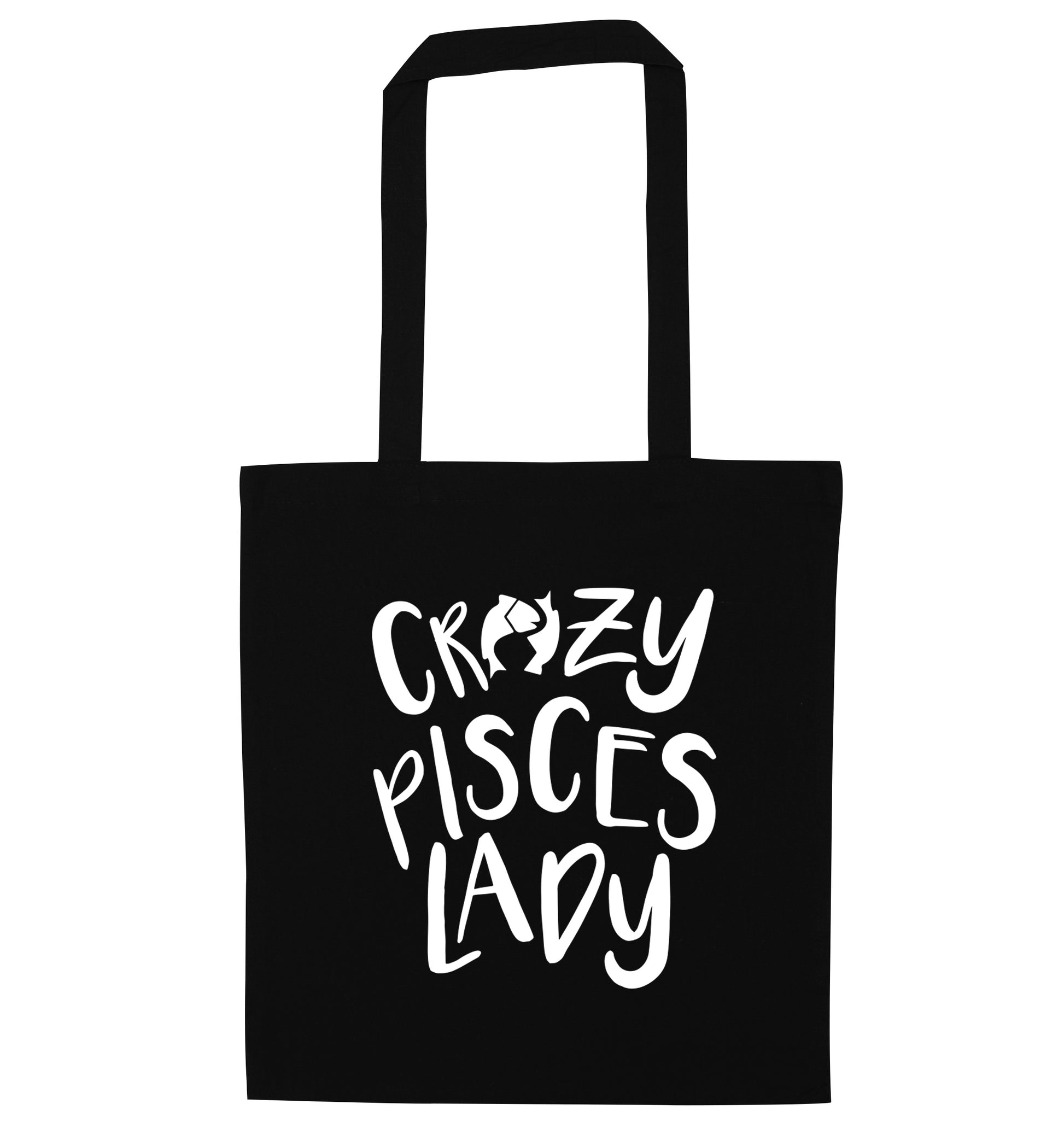 Crazy pisces Lady black tote bag