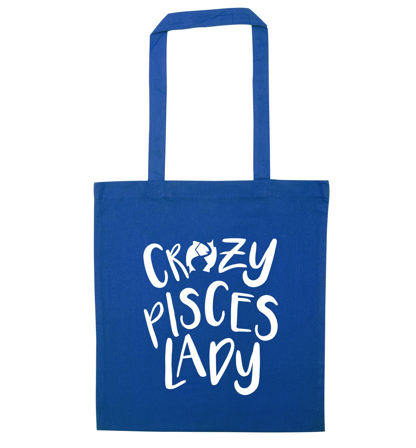 Crazy pisces Lady blue tote bag