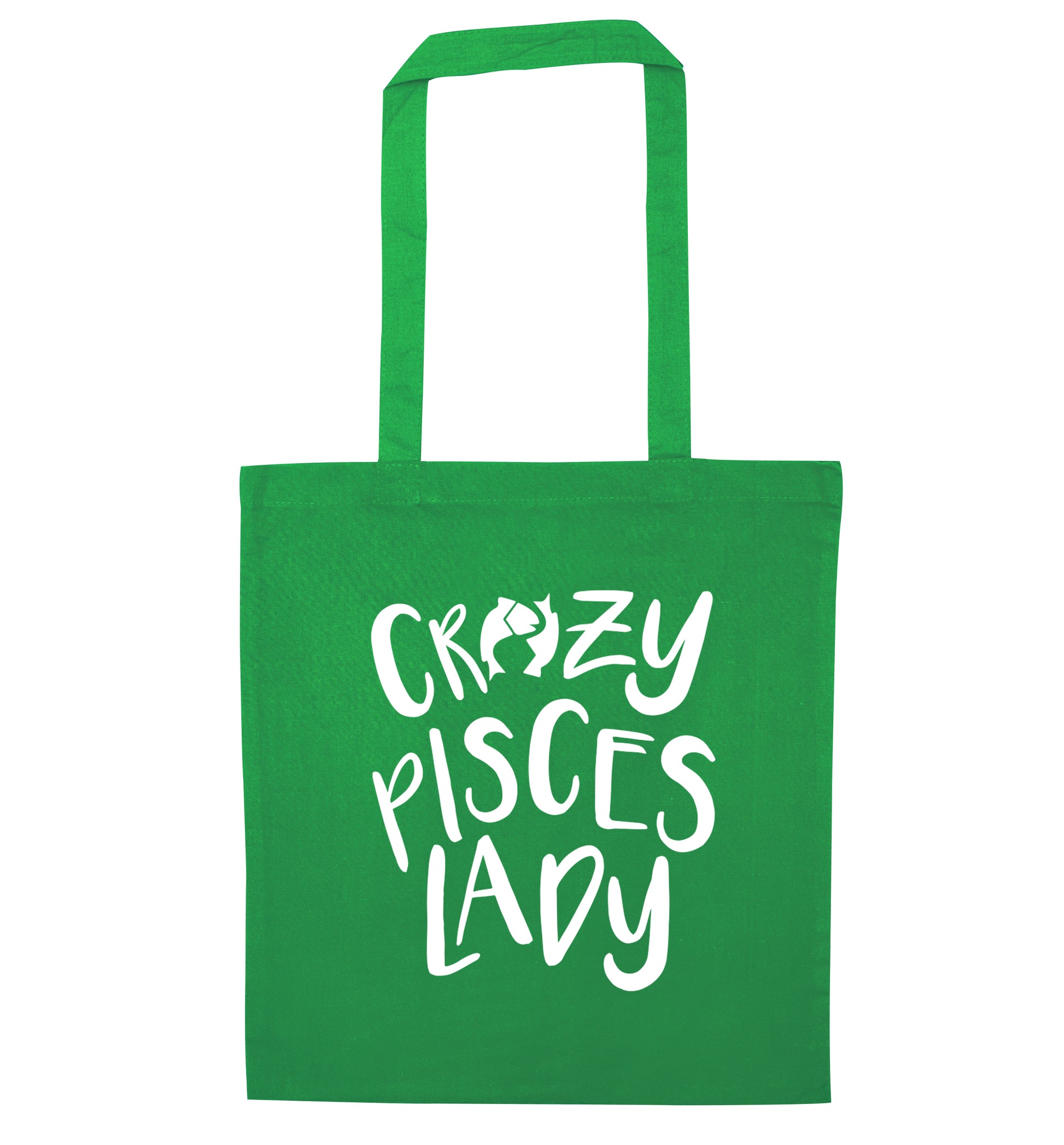 Crazy pisces Lady green tote bag