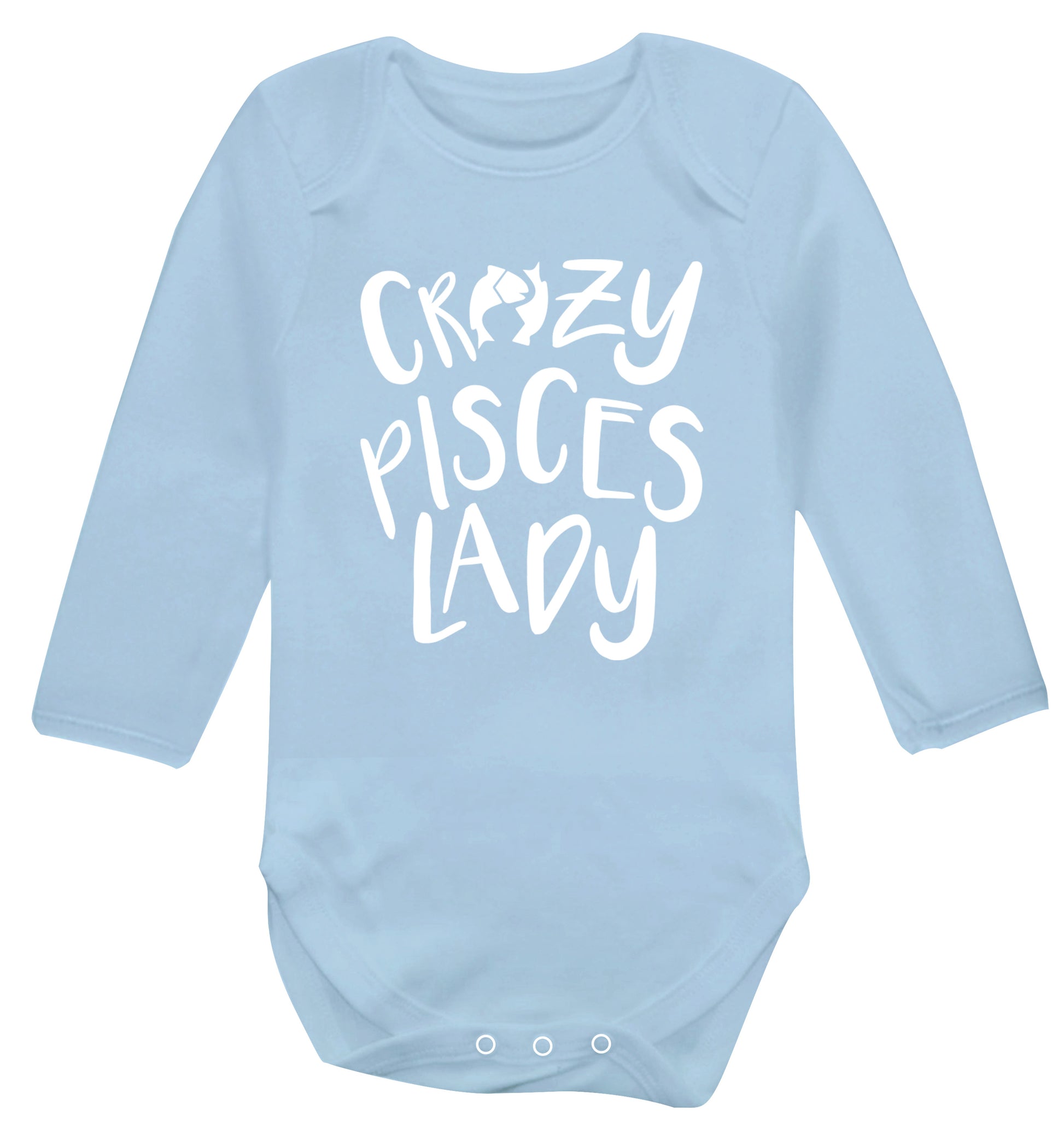 Crazy pisces Lady Baby Vest long sleeved pale blue 6-12 months