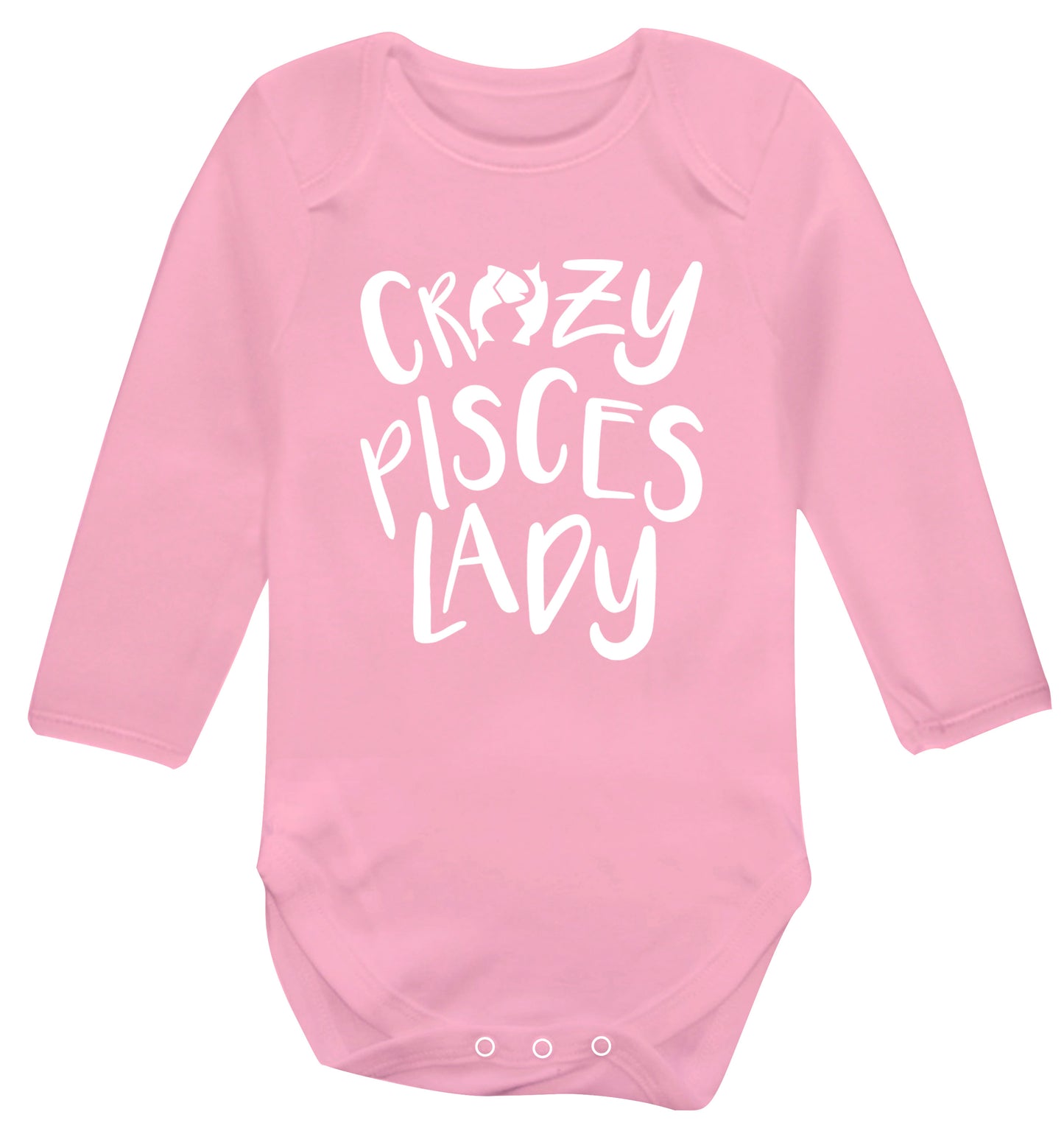 Crazy pisces Lady Baby Vest long sleeved pale pink 6-12 months