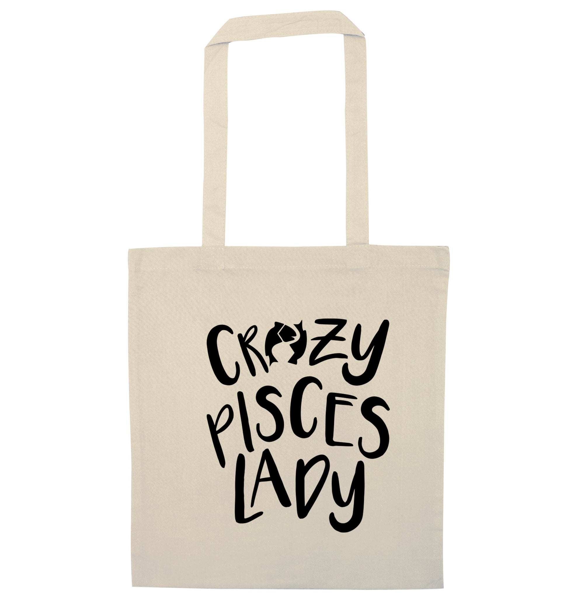 Crazy pisces Lady natural tote bag