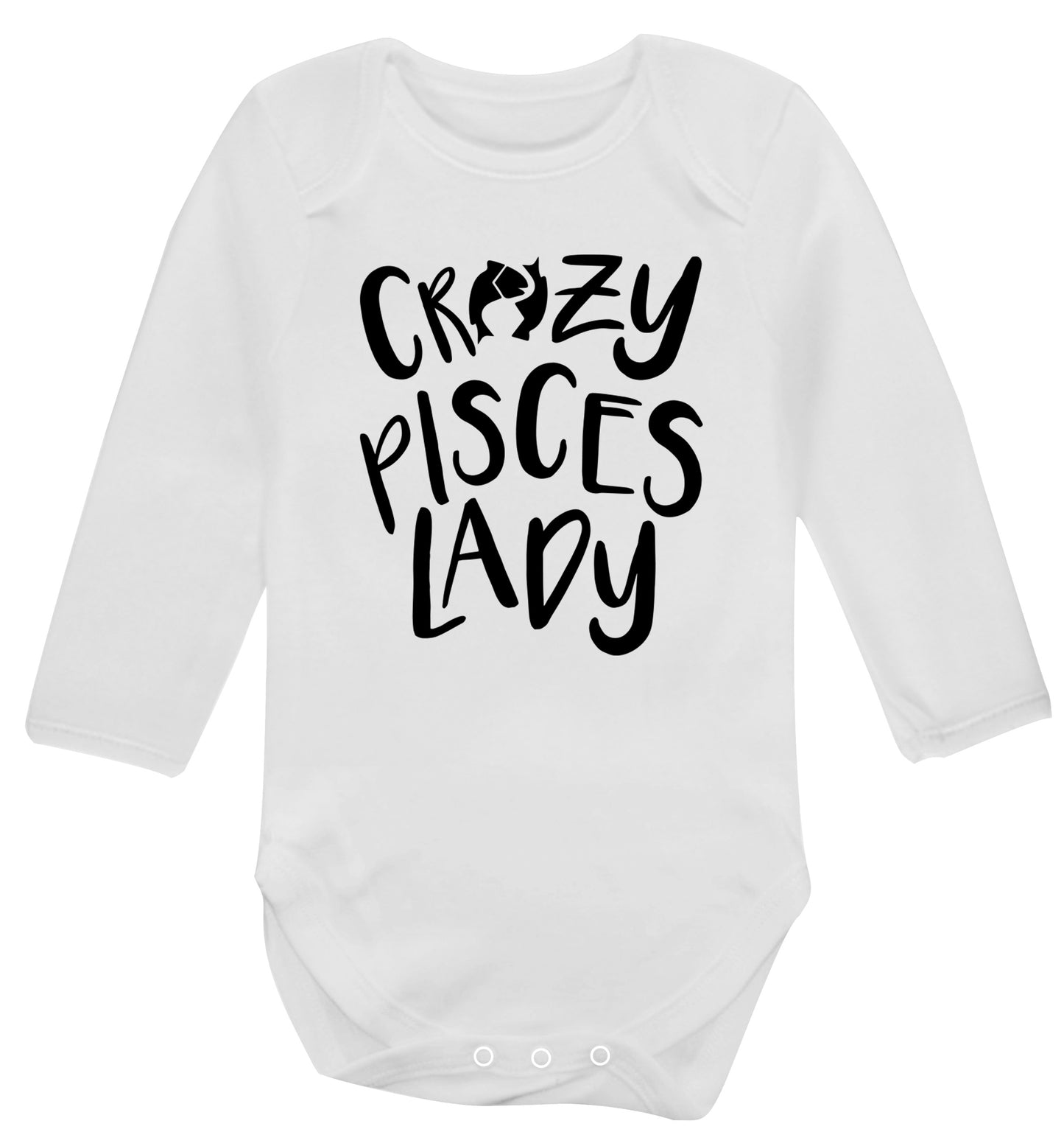 Crazy pisces Lady Baby Vest long sleeved white 6-12 months