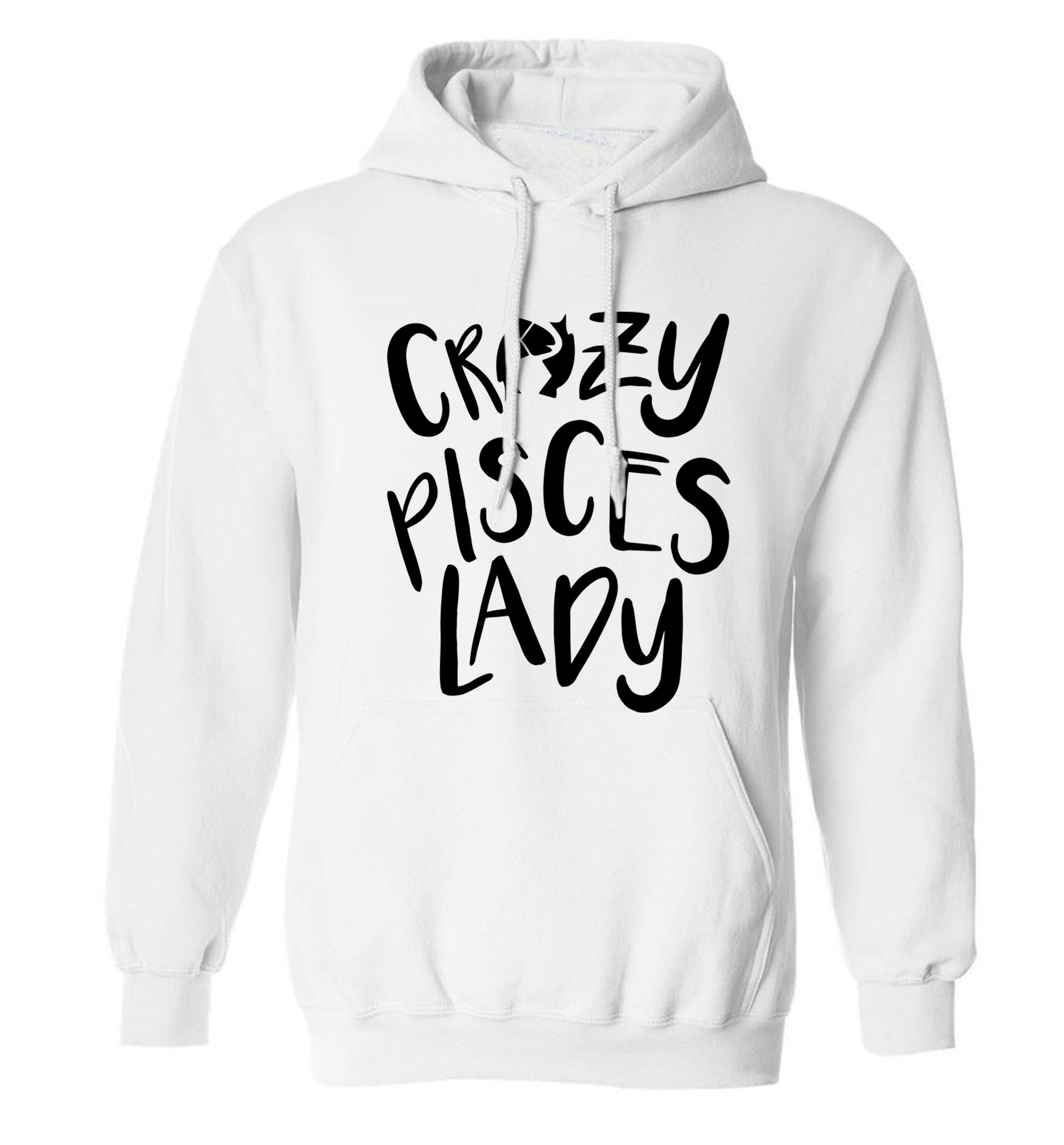 Crazy pisces Lady adults unisex white hoodie 2XL