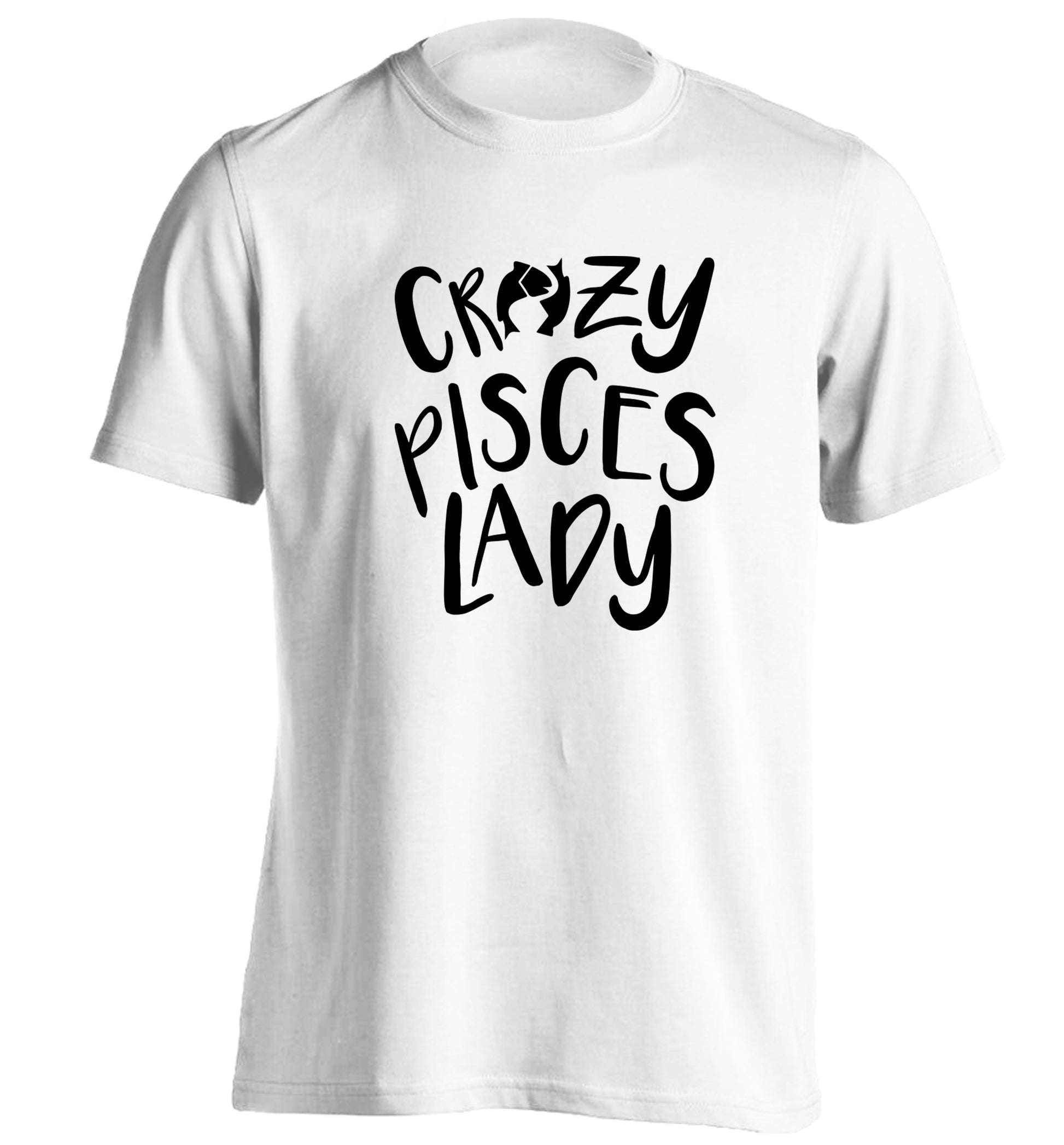 Crazy pisces Lady adults unisex white Tshirt 2XL