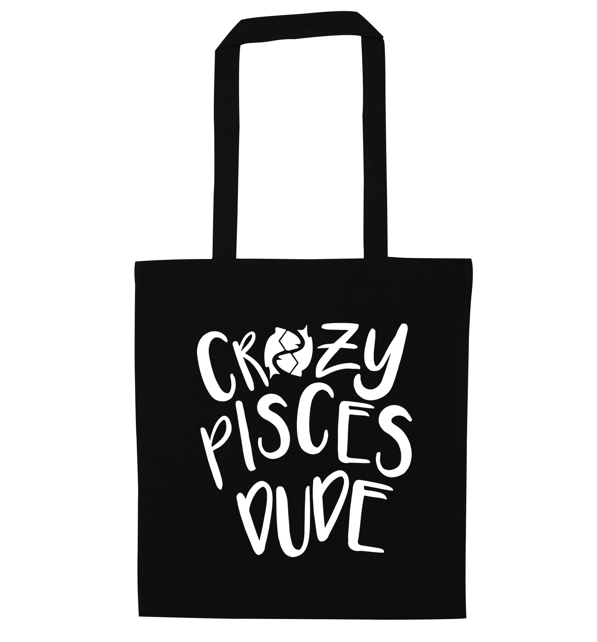 Crazy pisces dude black tote bag