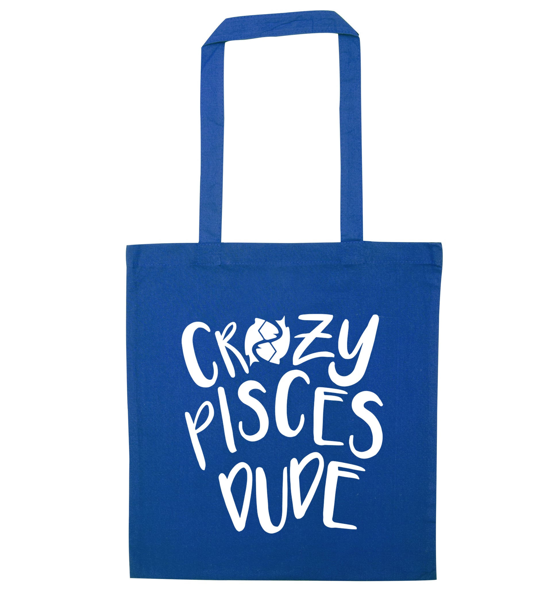 Crazy pisces dude blue tote bag