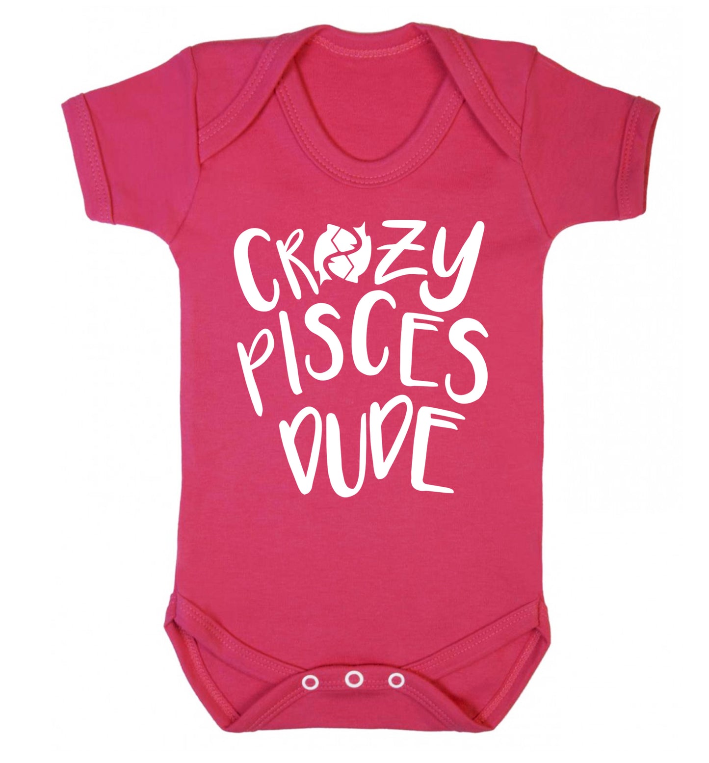 Crazy pisces dude Baby Vest dark pink 18-24 months