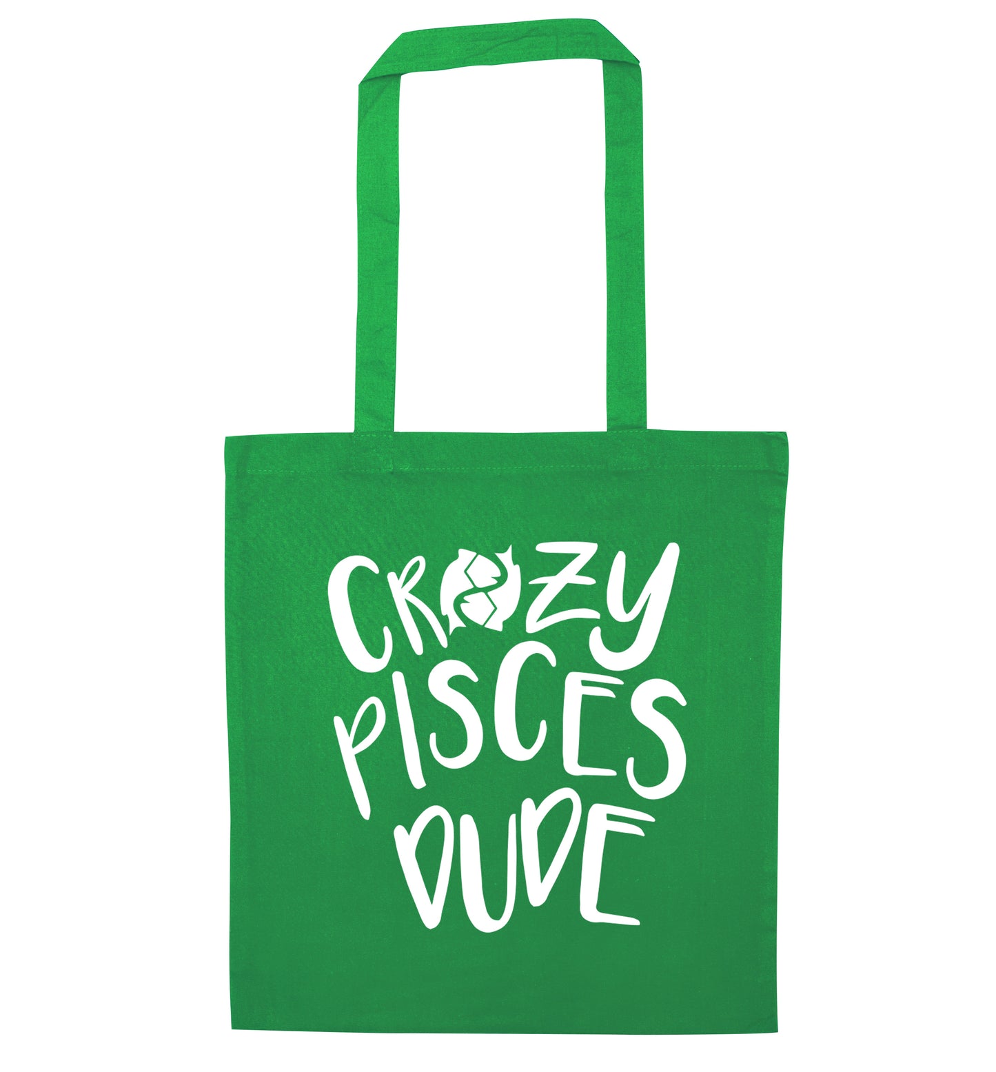 Crazy pisces dude green tote bag