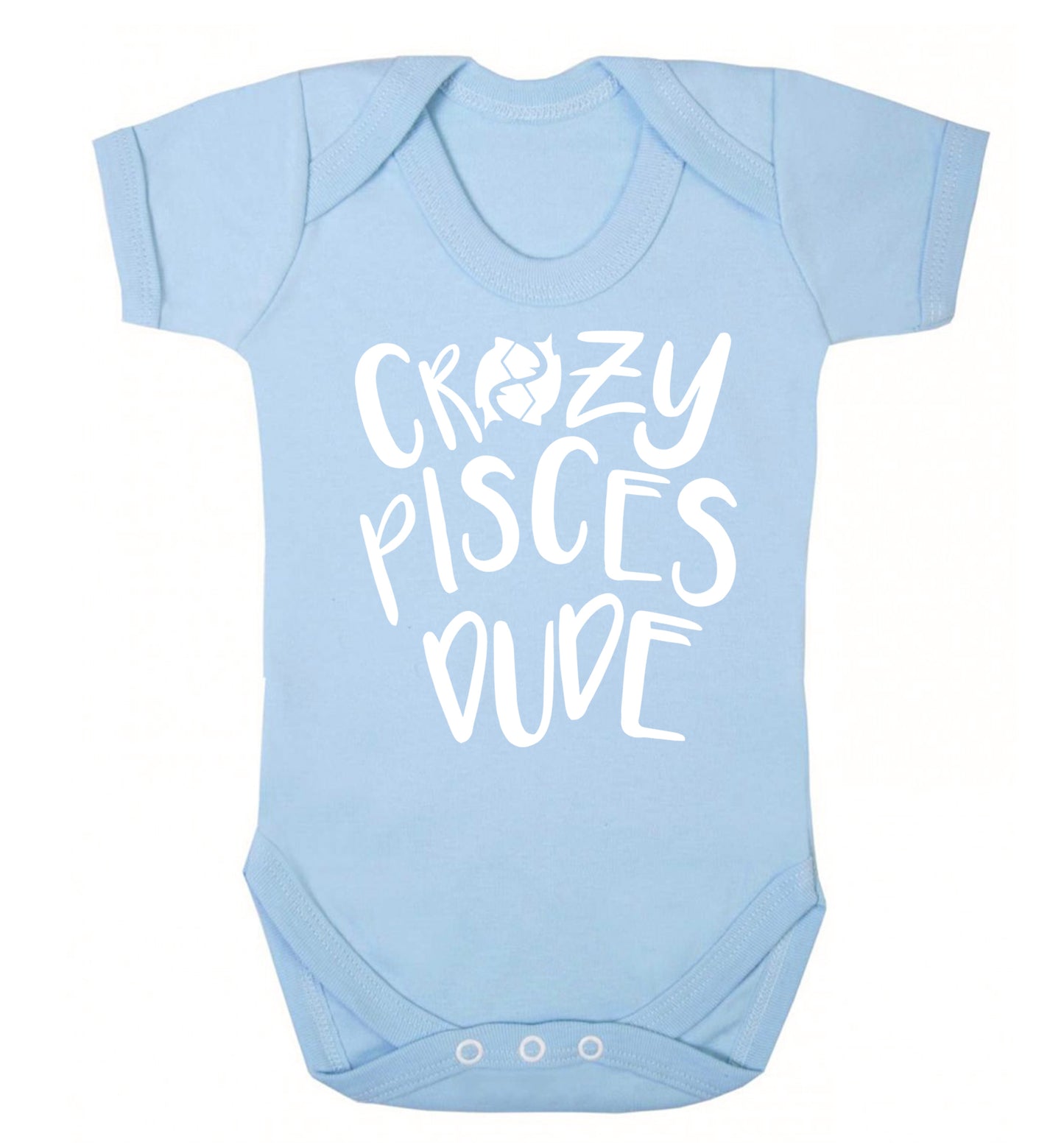 Crazy pisces dude Baby Vest pale blue 18-24 months