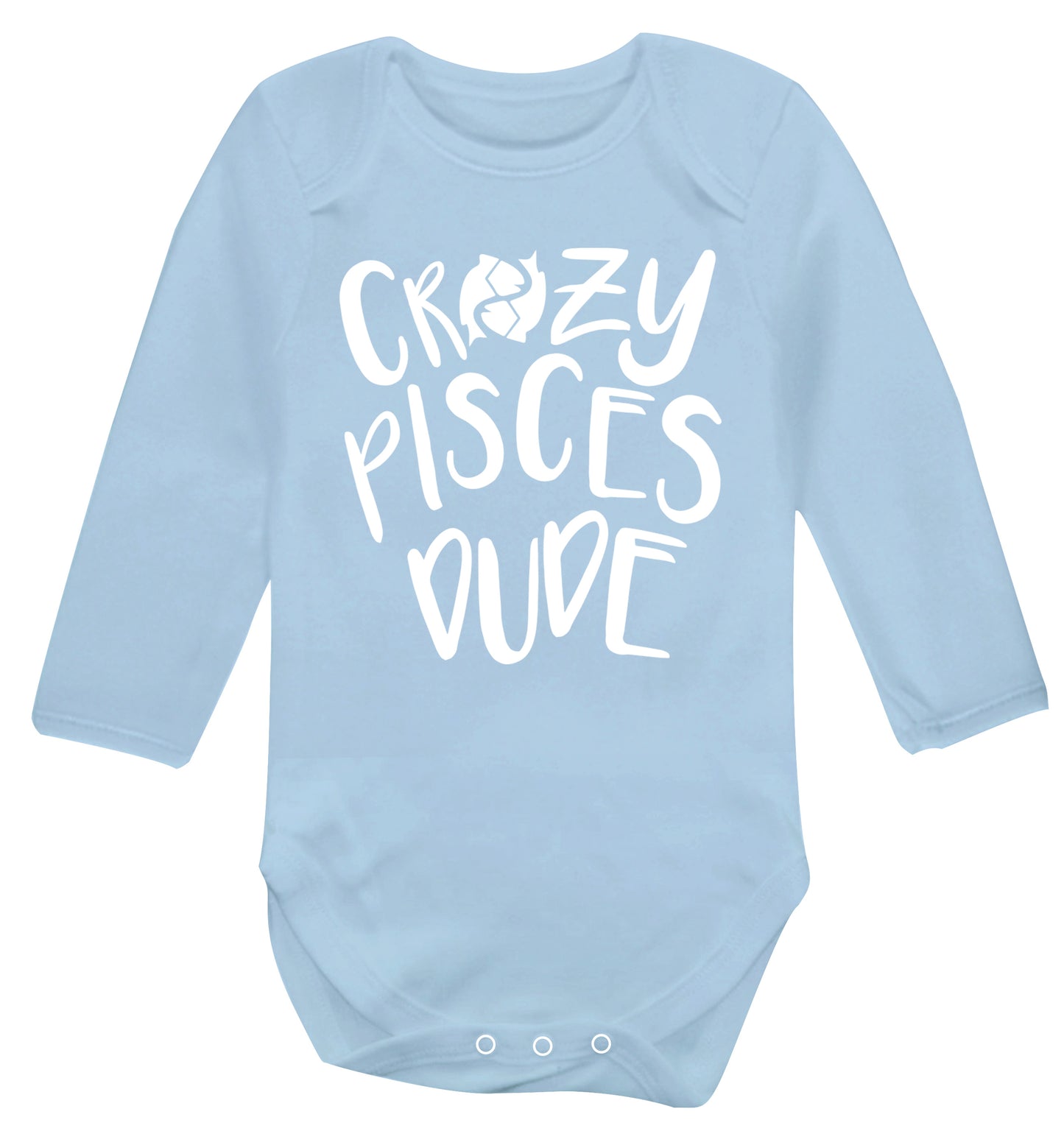 Crazy pisces dude Baby Vest long sleeved pale blue 6-12 months