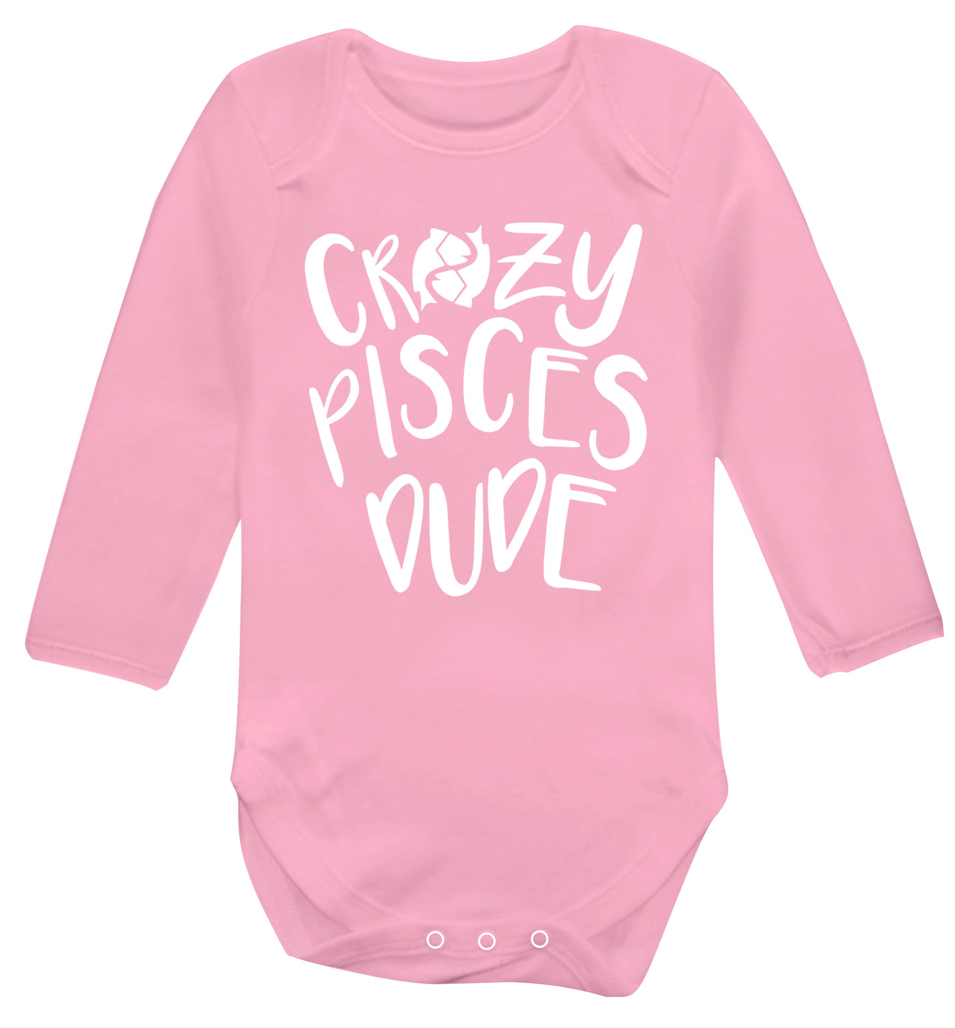 Crazy pisces dude Baby Vest long sleeved pale pink 6-12 months