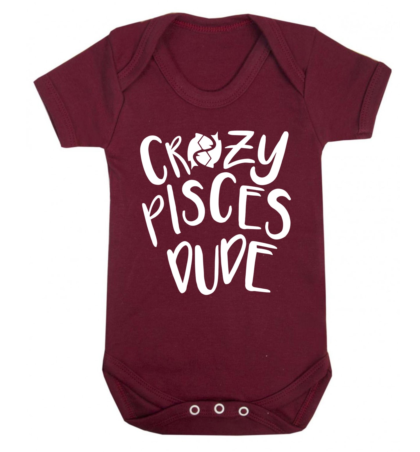 Crazy pisces dude Baby Vest maroon 18-24 months