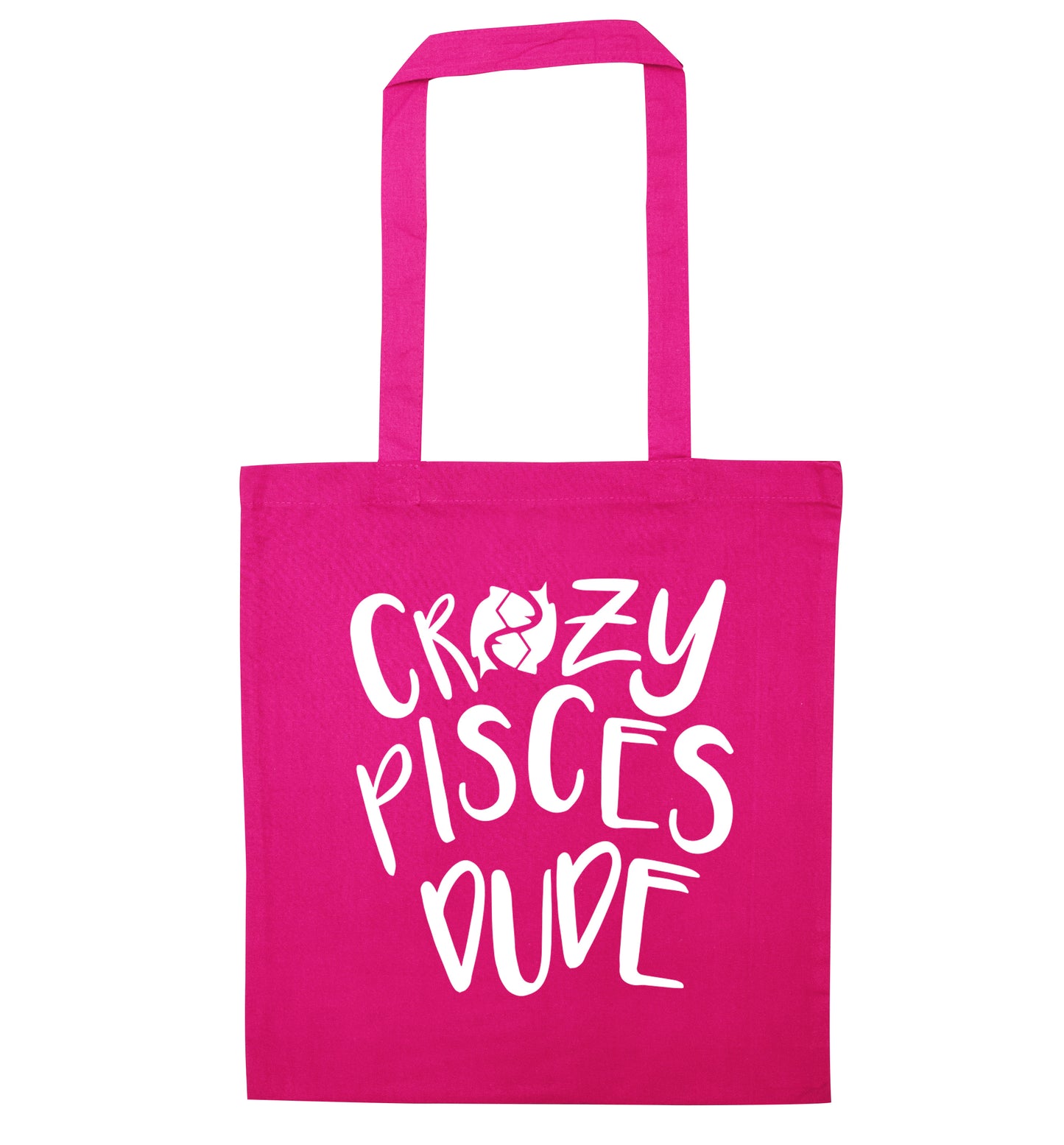 Crazy pisces dude pink tote bag