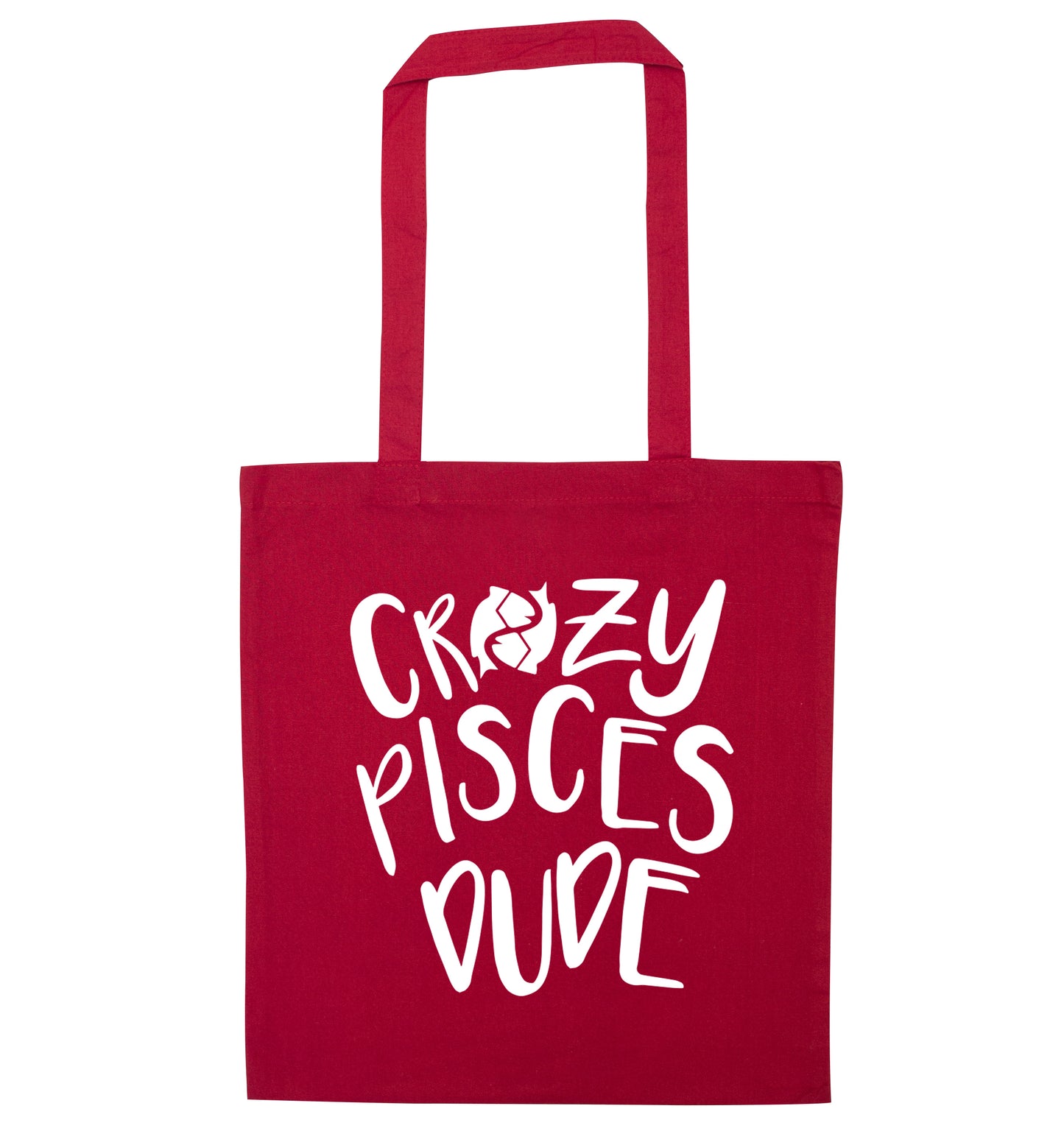 Crazy pisces dude red tote bag