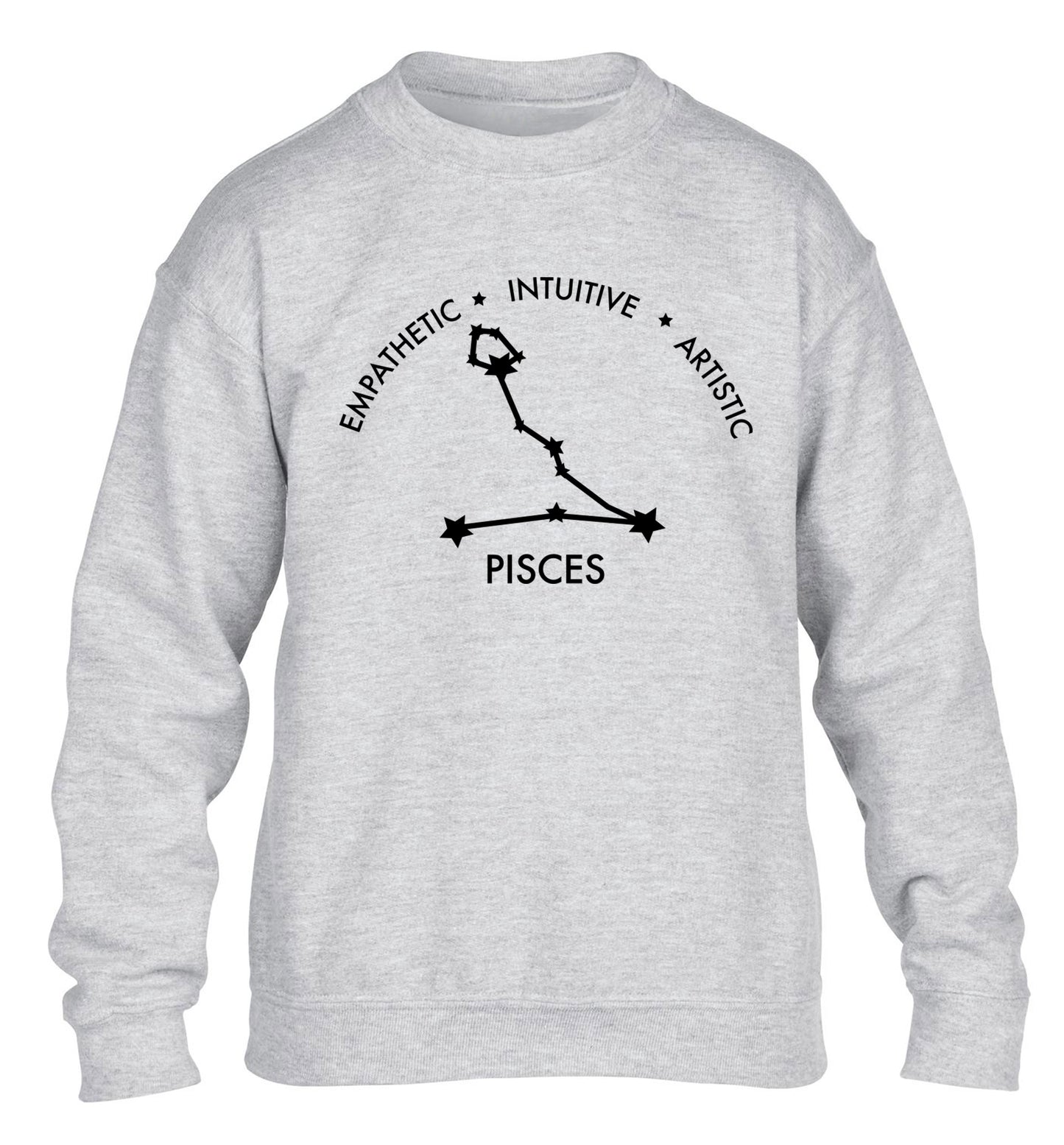 Pisces: Empathetic | Intuitive | Artistic children's grey sweater 12-13 Years