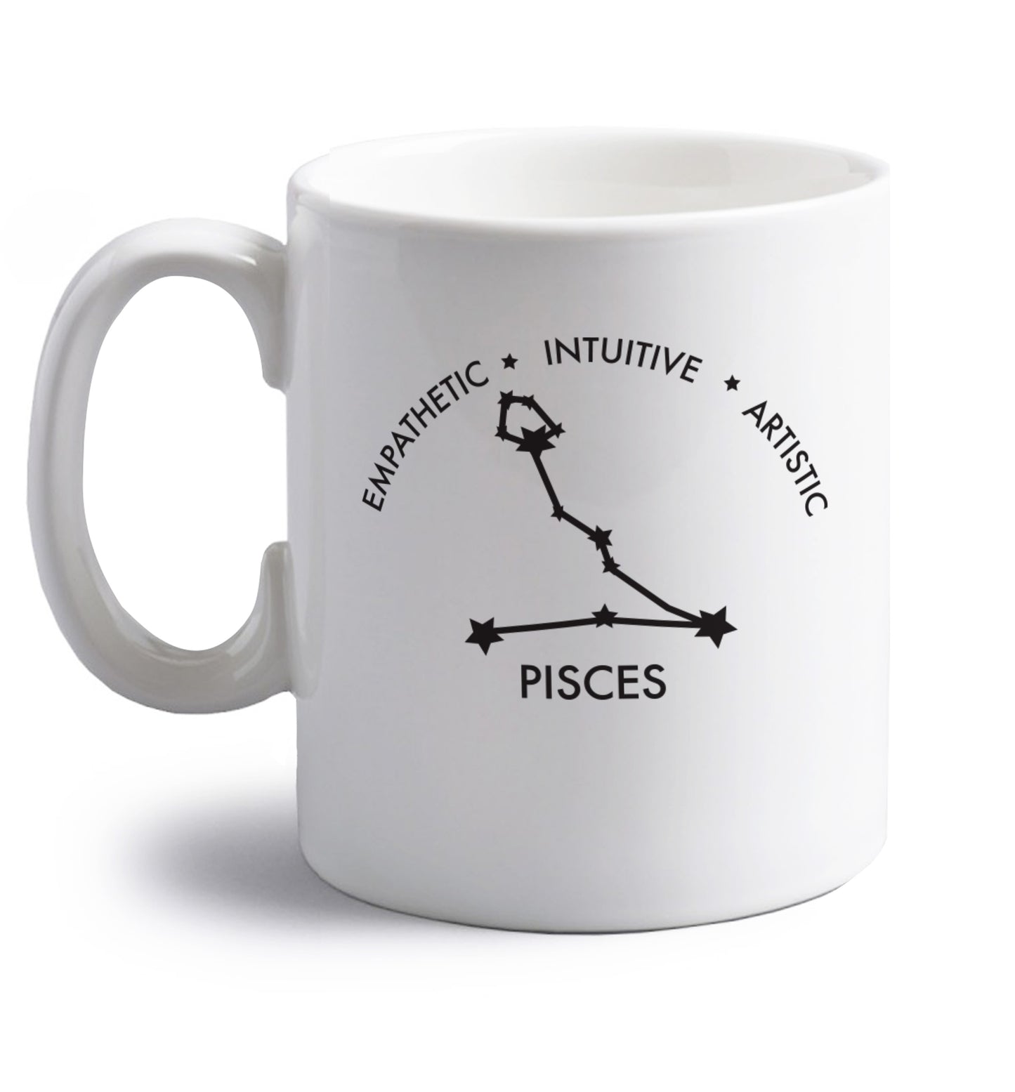 Pisces: Empathetic | Intuitive | Artistic right handed white ceramic mug 
