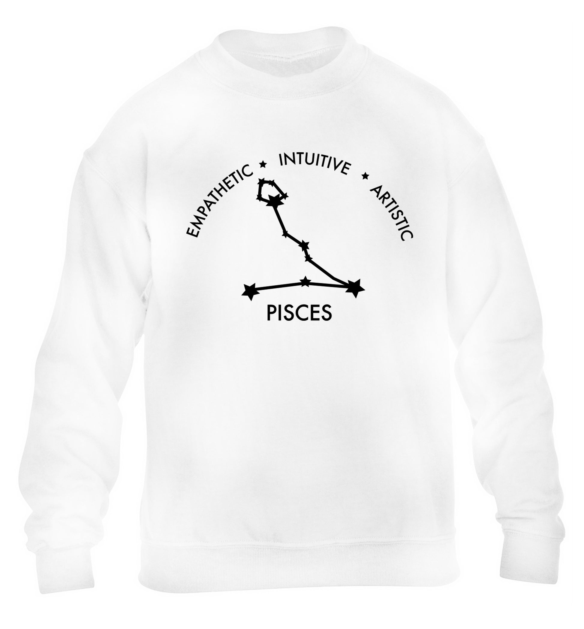 Pisces: Empathetic | Intuitive | Artistic children's white sweater 12-13 Years