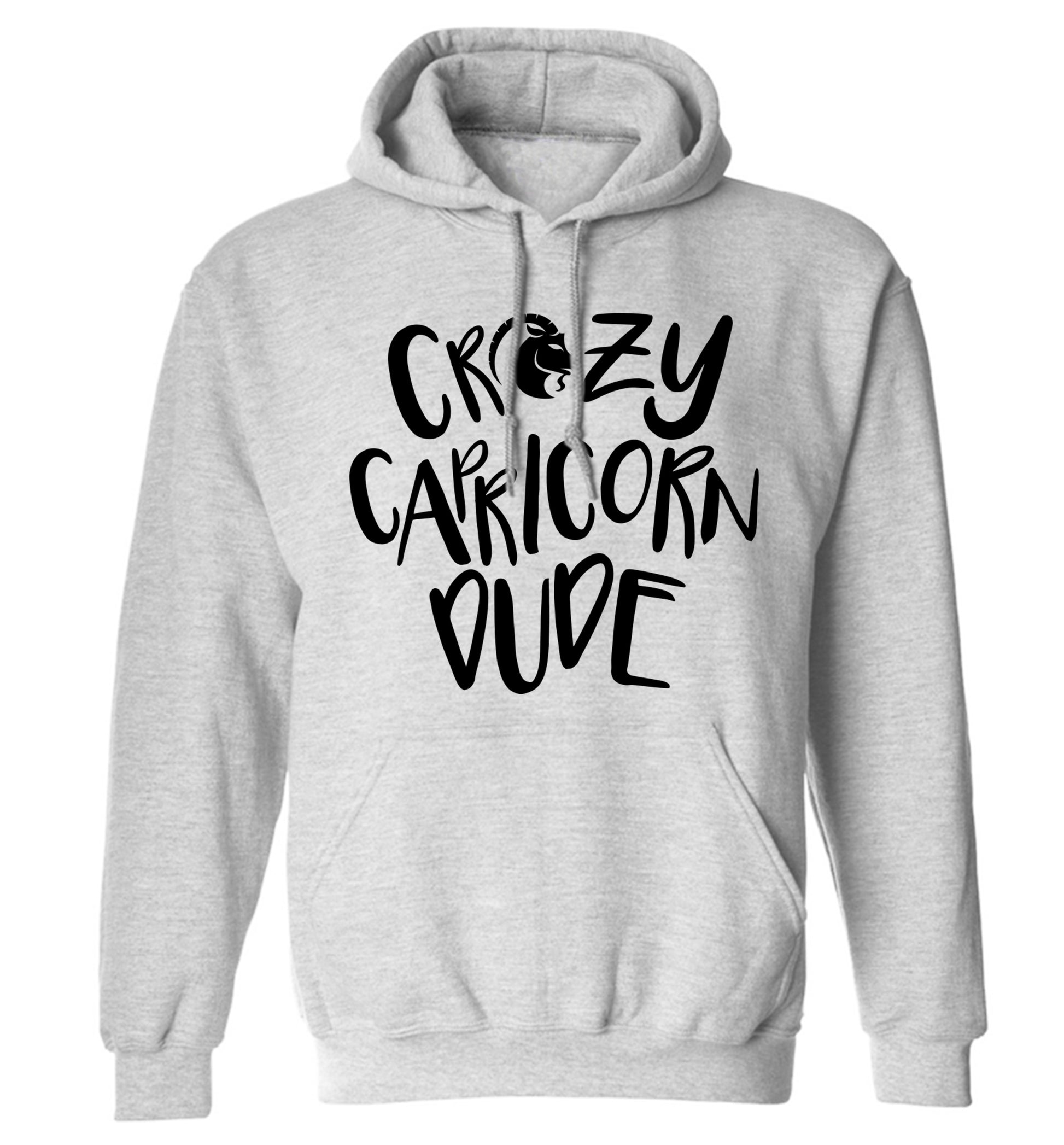 Crazy capricorn dude adults unisex grey hoodie 2XL