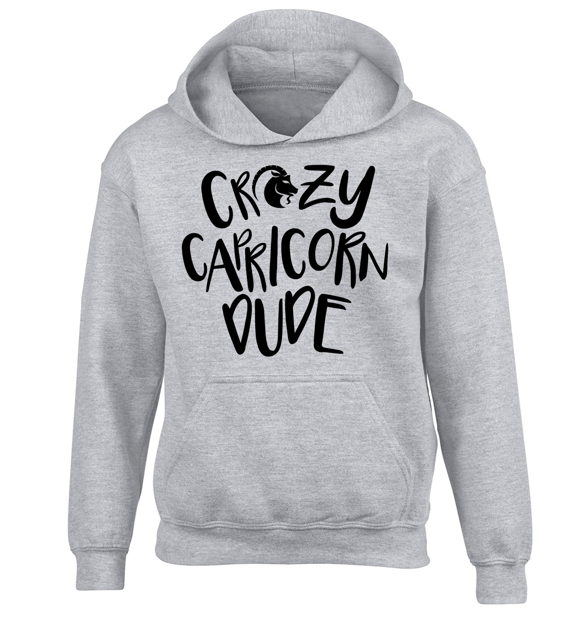 Crazy capricorn dude children's grey hoodie 12-13 Years