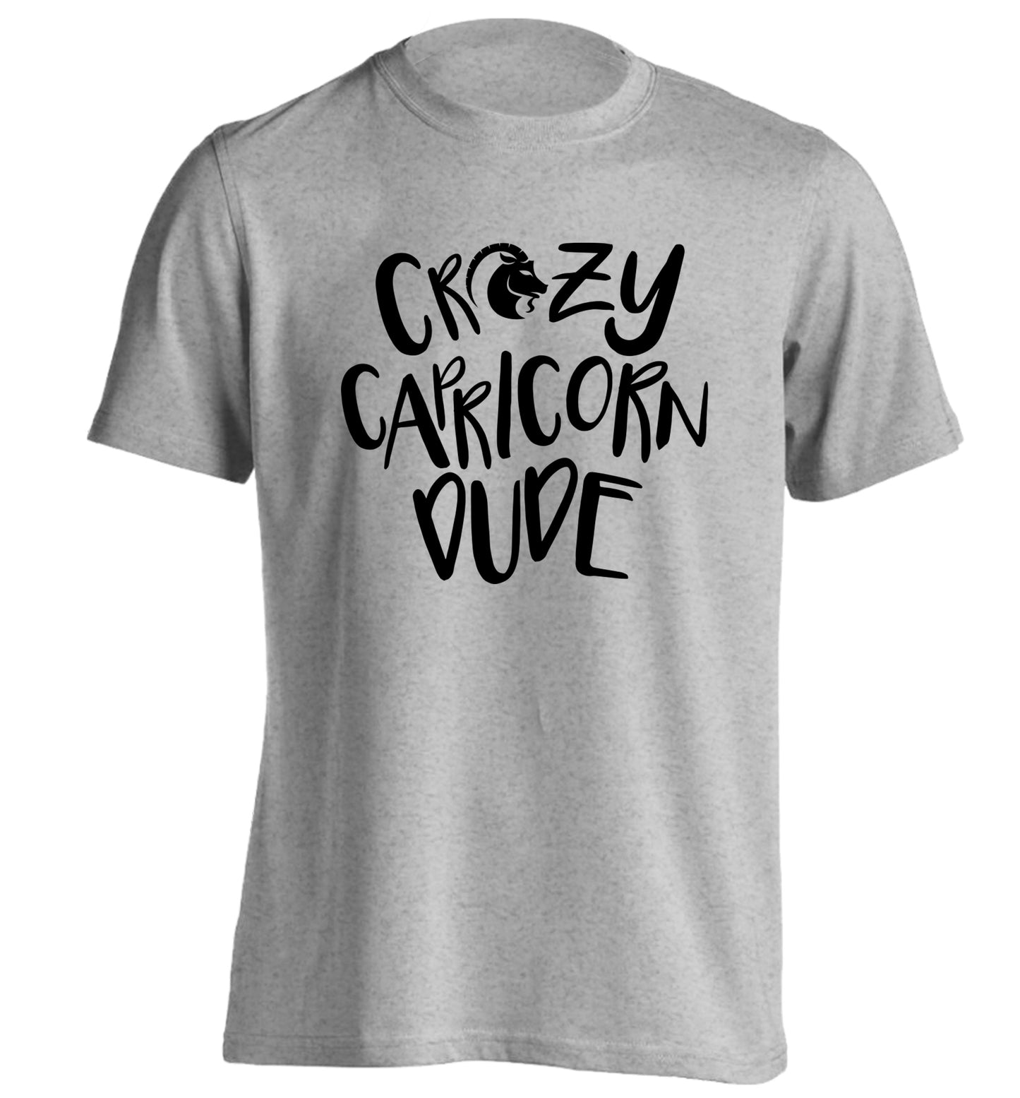 Crazy capricorn dude adults unisex grey Tshirt 2XL