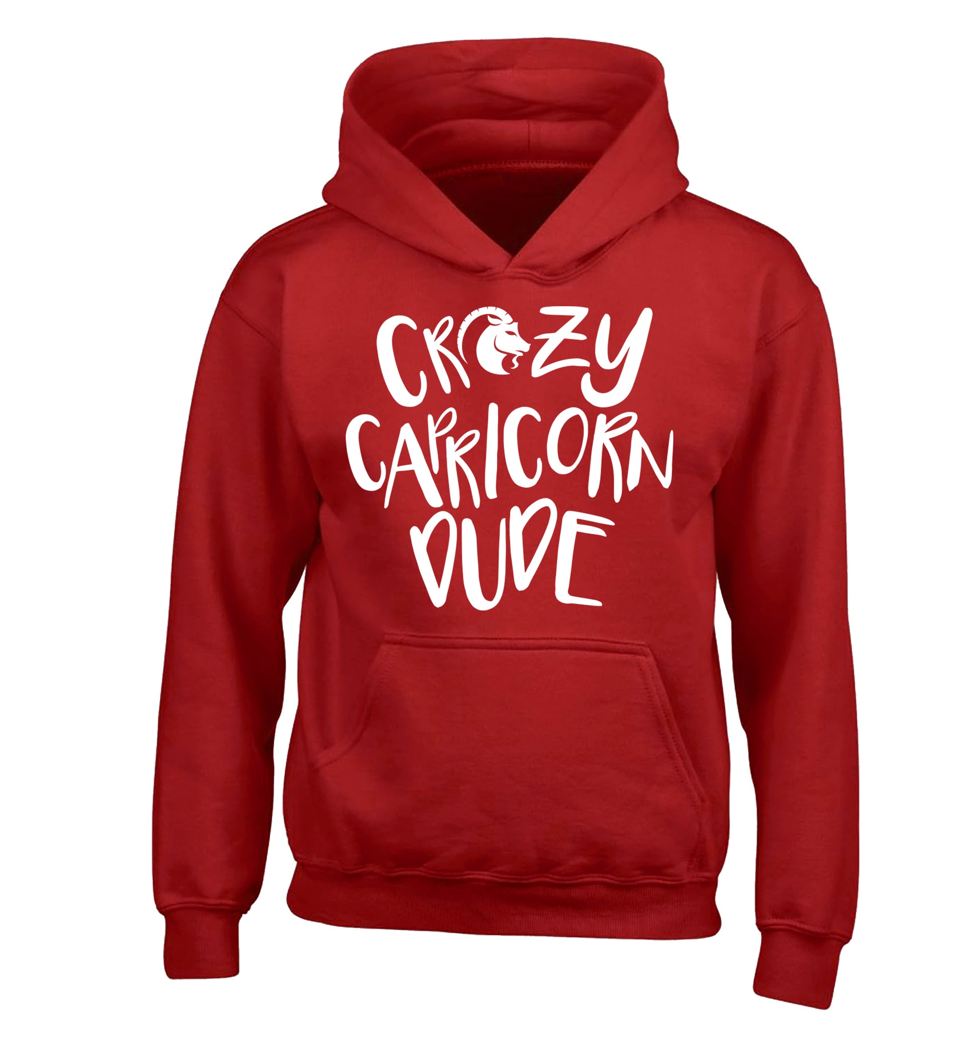 Crazy capricorn dude children's red hoodie 12-13 Years