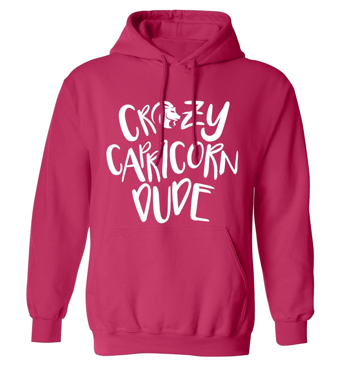 Crazy capricorn dude adults unisex pink hoodie 2XL