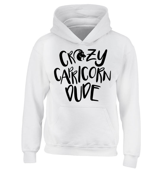 Crazy capricorn dude children's white hoodie 12-13 Years