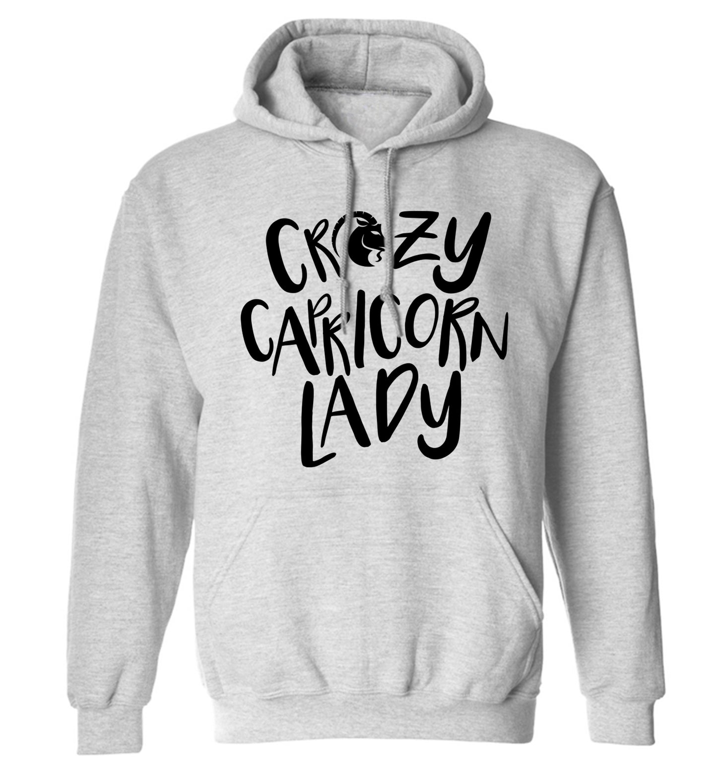 Crazy capricorn lady adults unisex grey hoodie 2XL