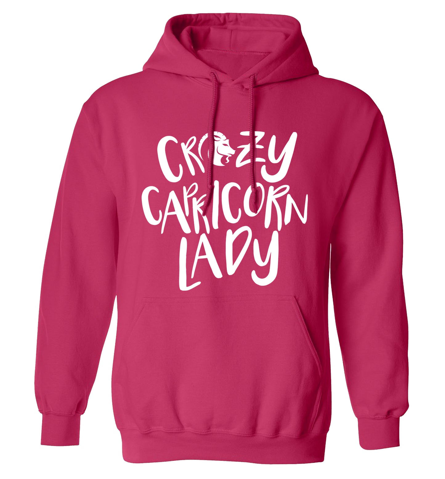 Crazy capricorn lady adults unisex pink hoodie 2XL