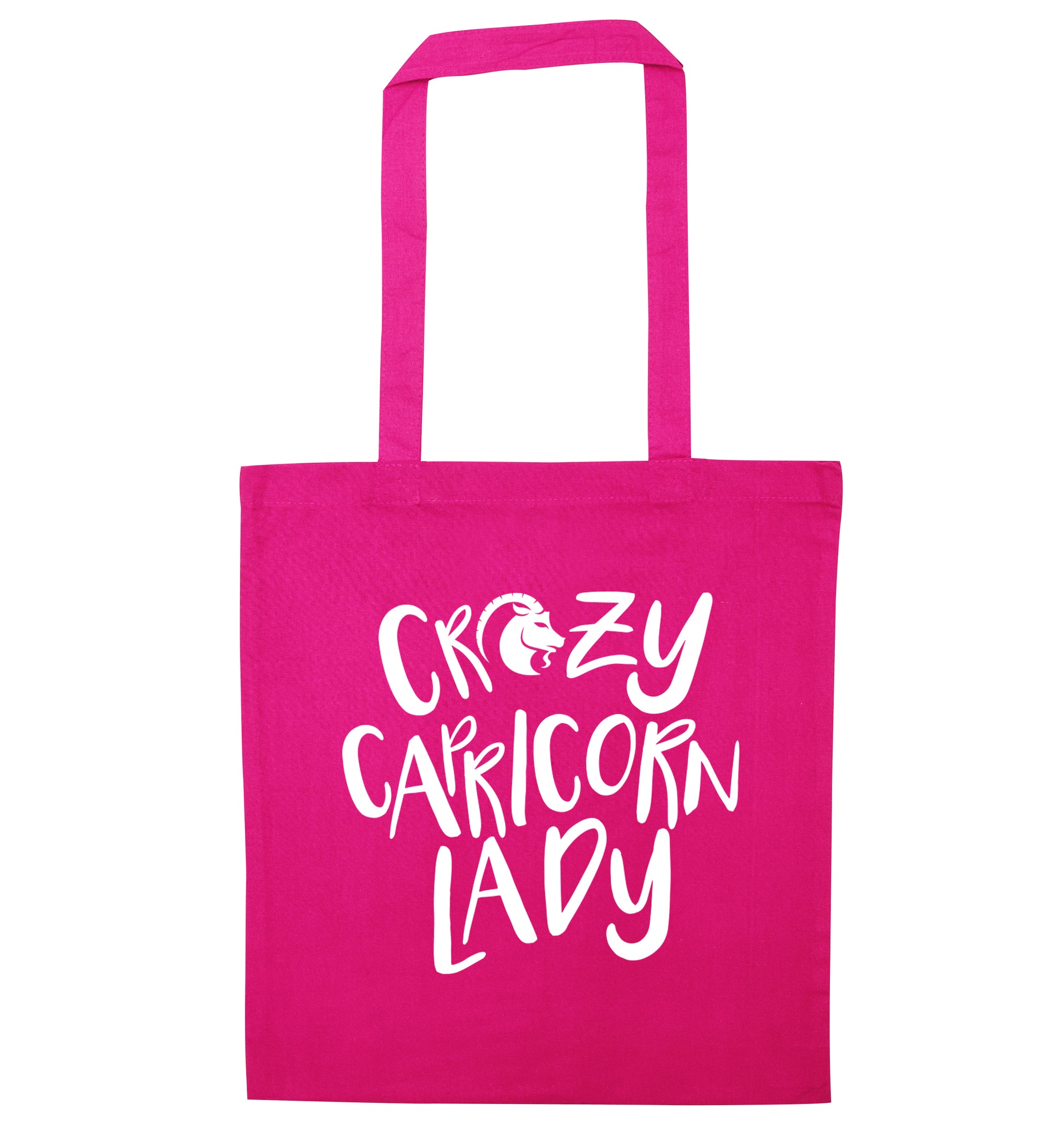 Crazy capricorn lady pink tote bag