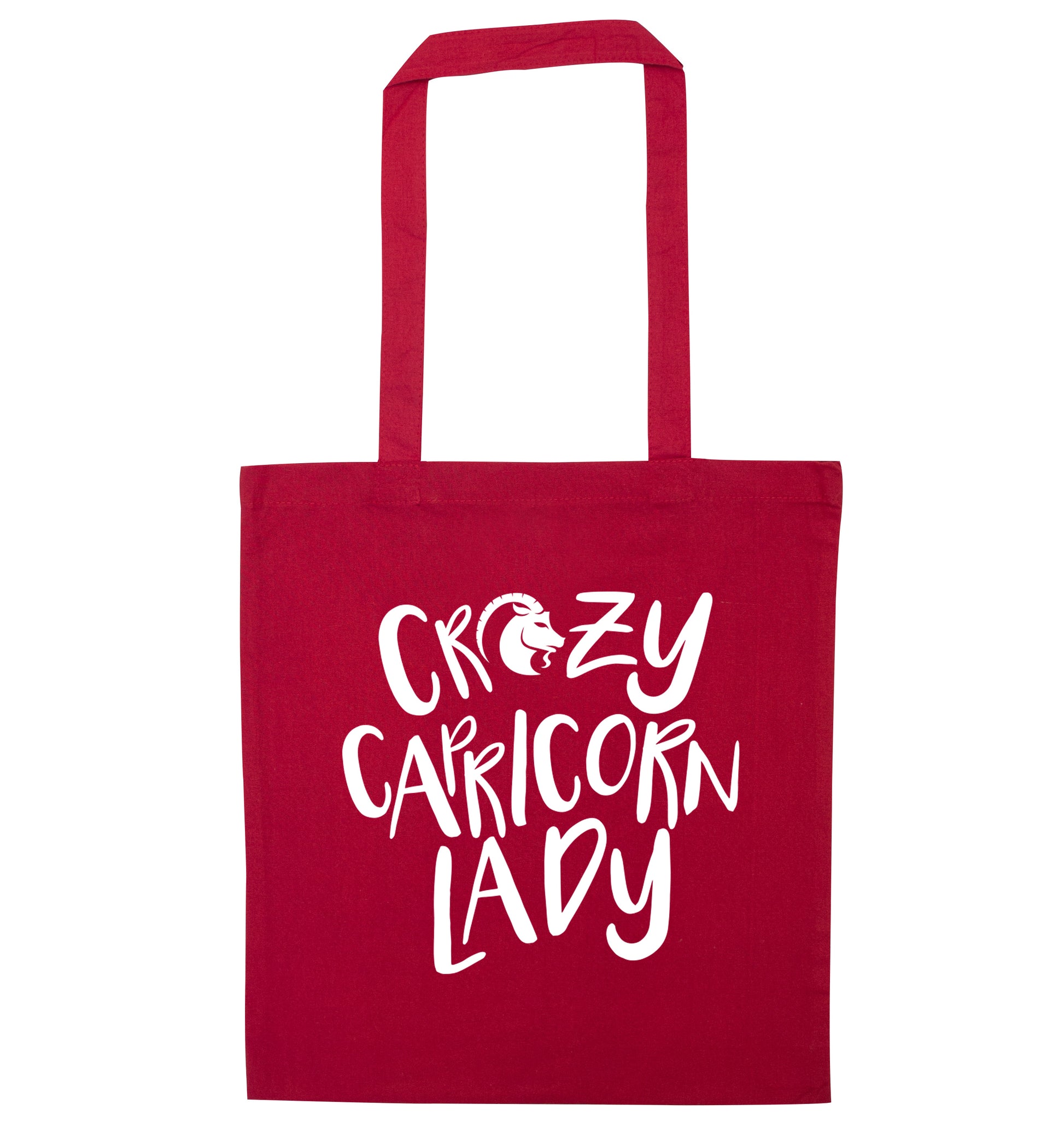Crazy capricorn lady red tote bag