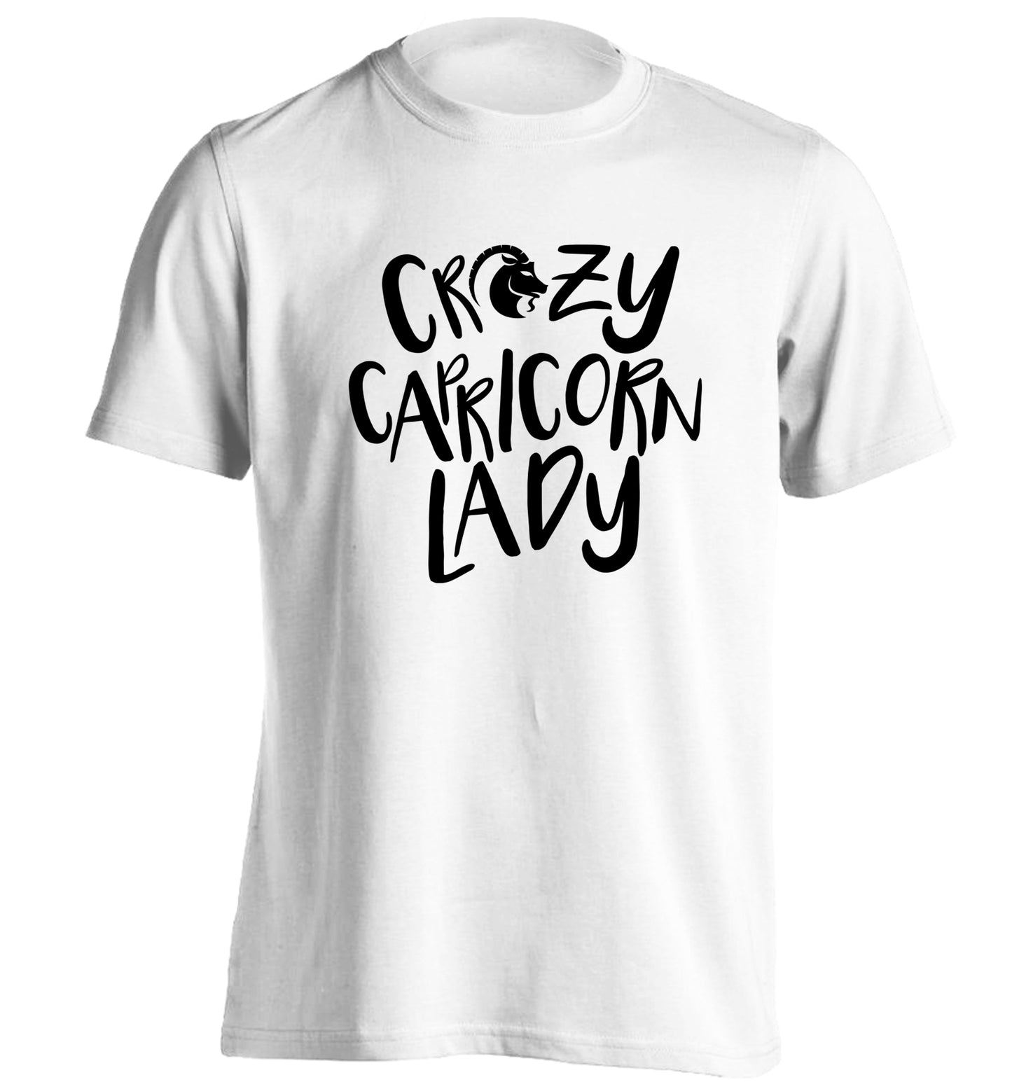 Crazy capricorn lady adults unisex white Tshirt 2XL