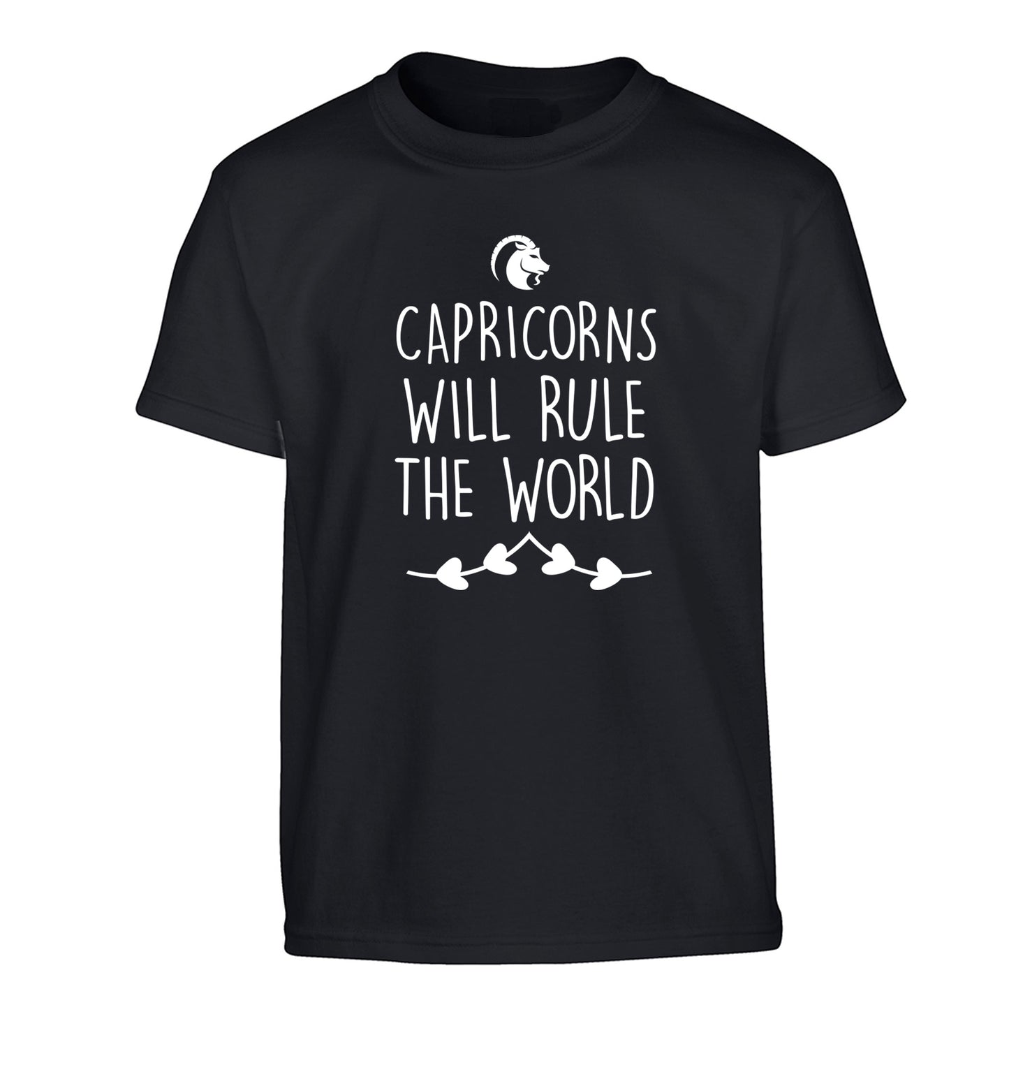 Capricorns will rule the world Children's black Tshirt 12-13 Years