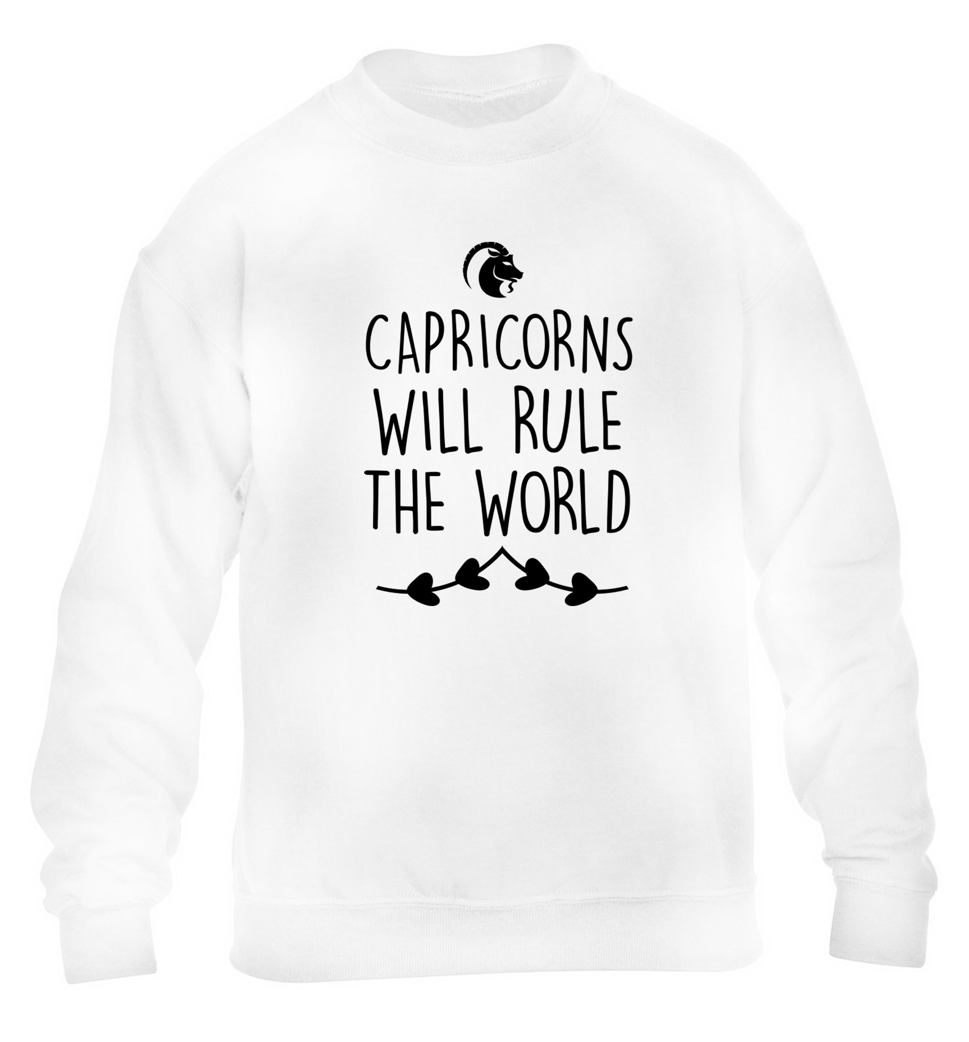 Capricorns will rule the world children's white sweater 12-13 Years